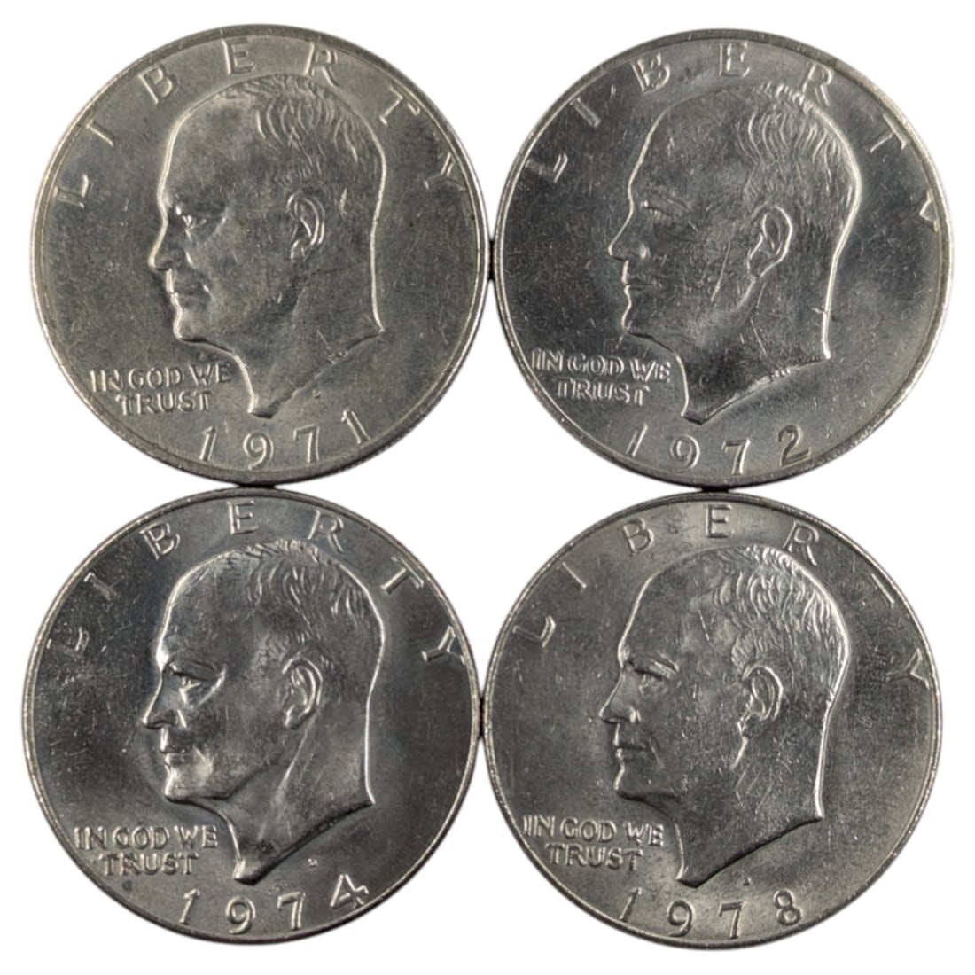 Lot of 4 Eisenhower "Ike" Dollars - 1971-1978 (1 of 2)