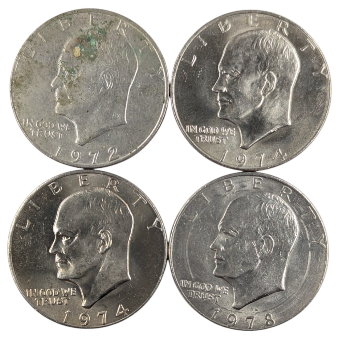 Lot of 4 Eisenhower "Ike" Dollars - 1972-1978 (1 of 2)