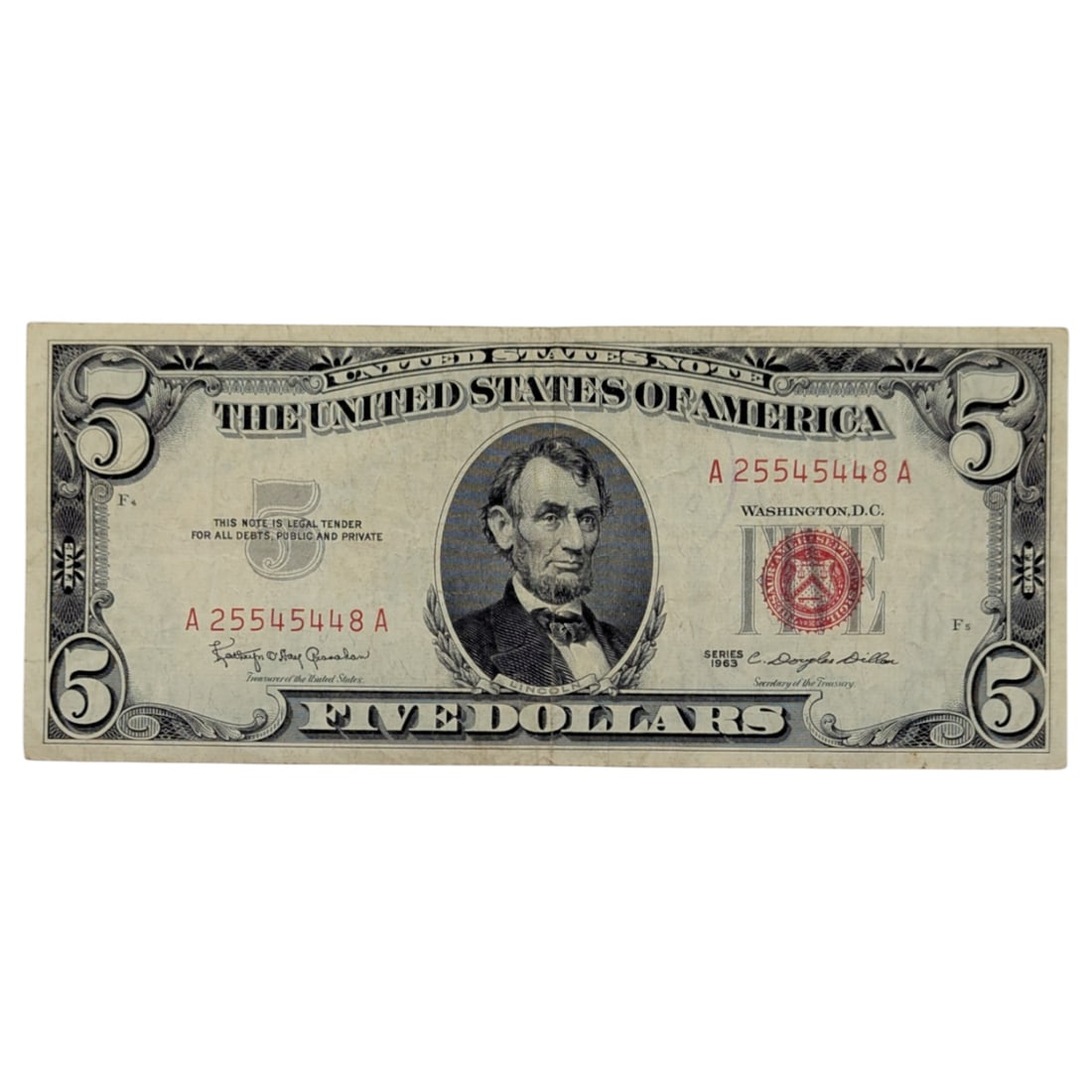 1963 $5 Note - Red Seal (1 of 2)