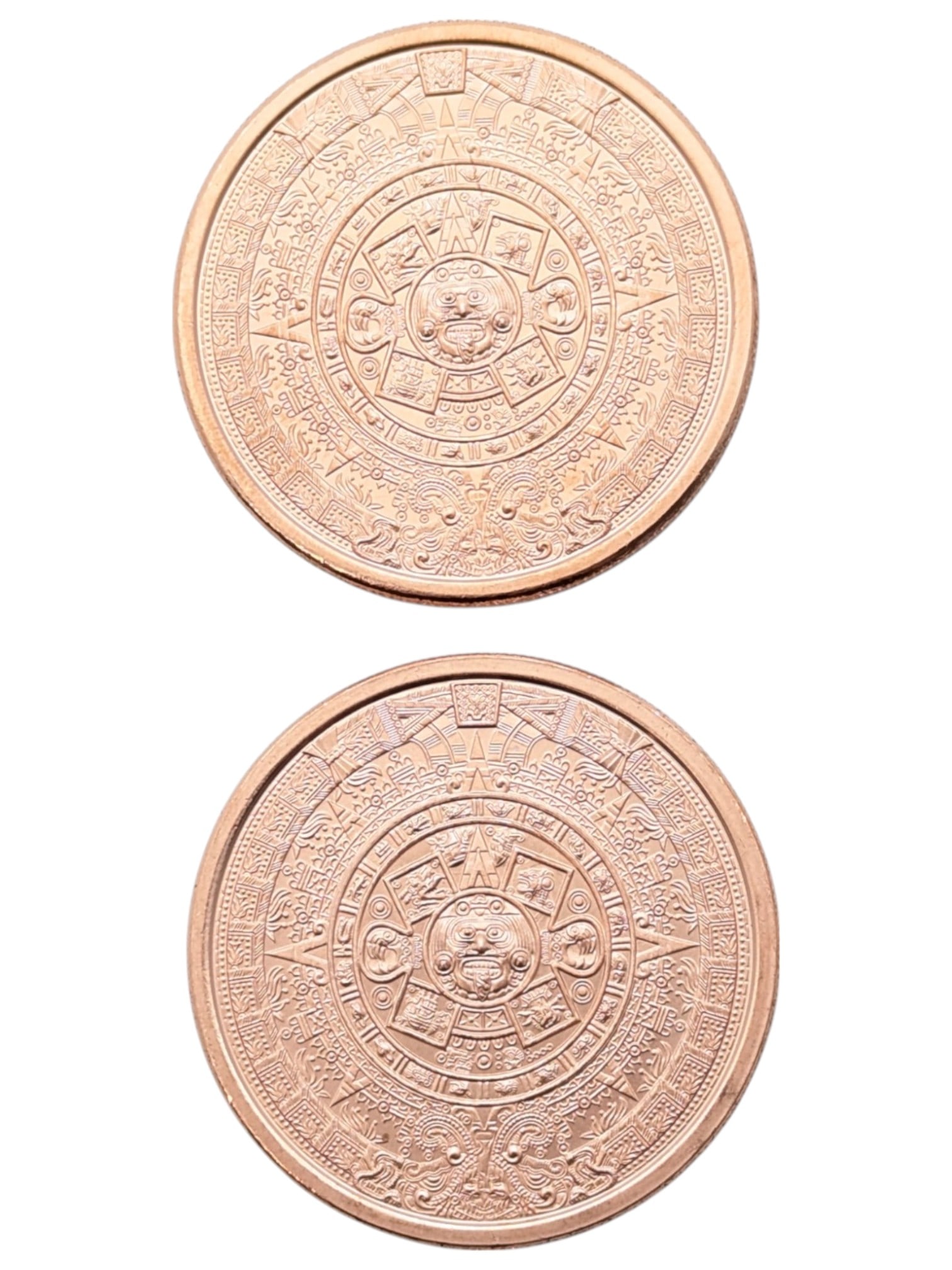 Lot of 2 - 1 Ounce Fine .999 Copper Rounds - Aztec: Copper