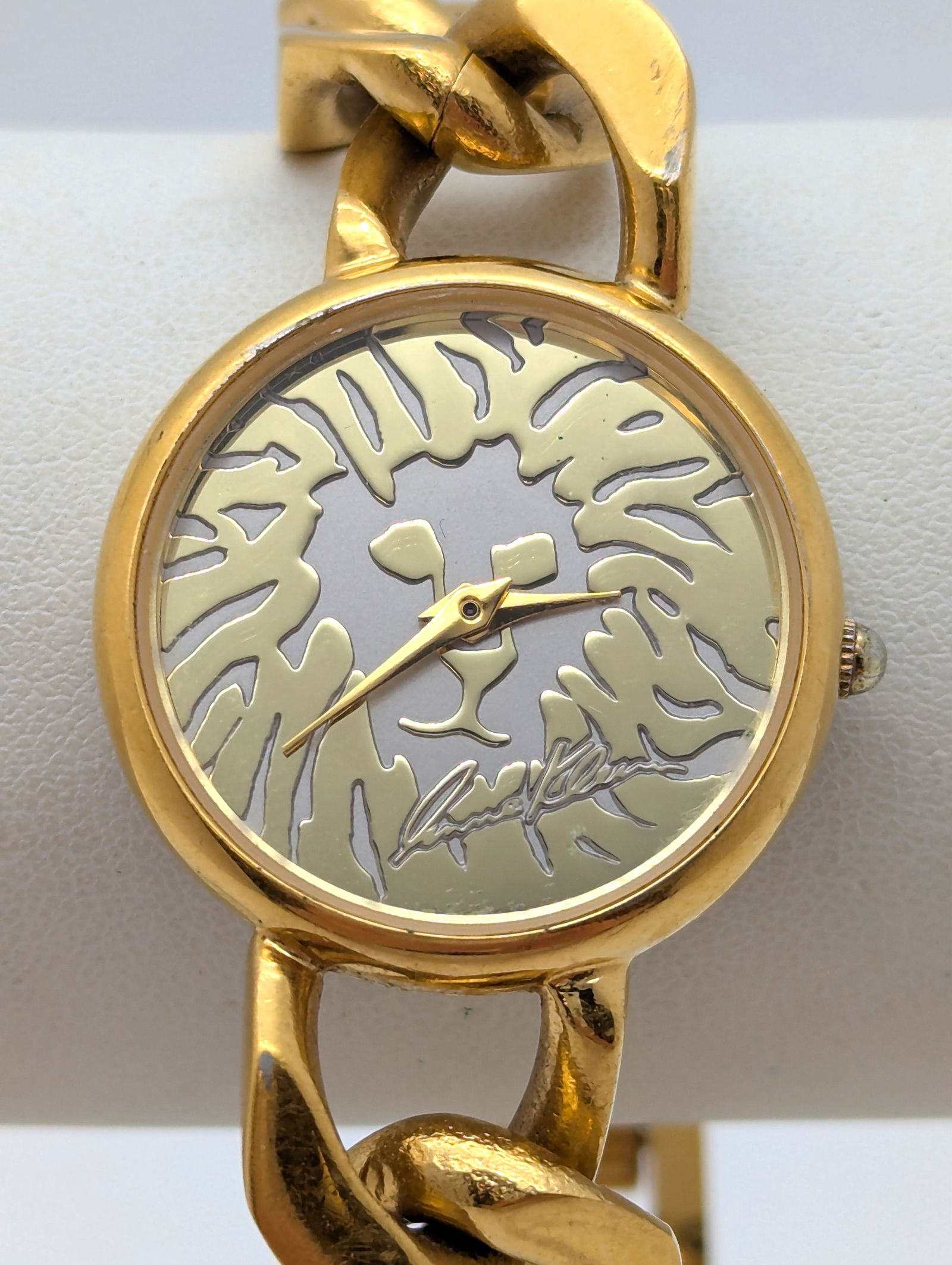 Anne Klein Lion Face Gold tone Chain Quartz Ladies Watch (1 of 5)