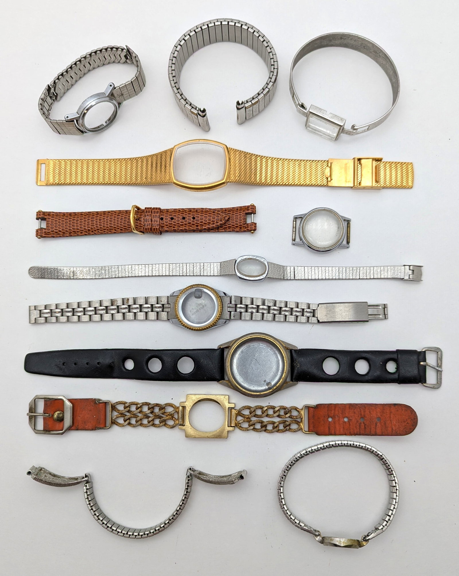 Large Lot of 12 Watch Bands & Cases: Jewelry