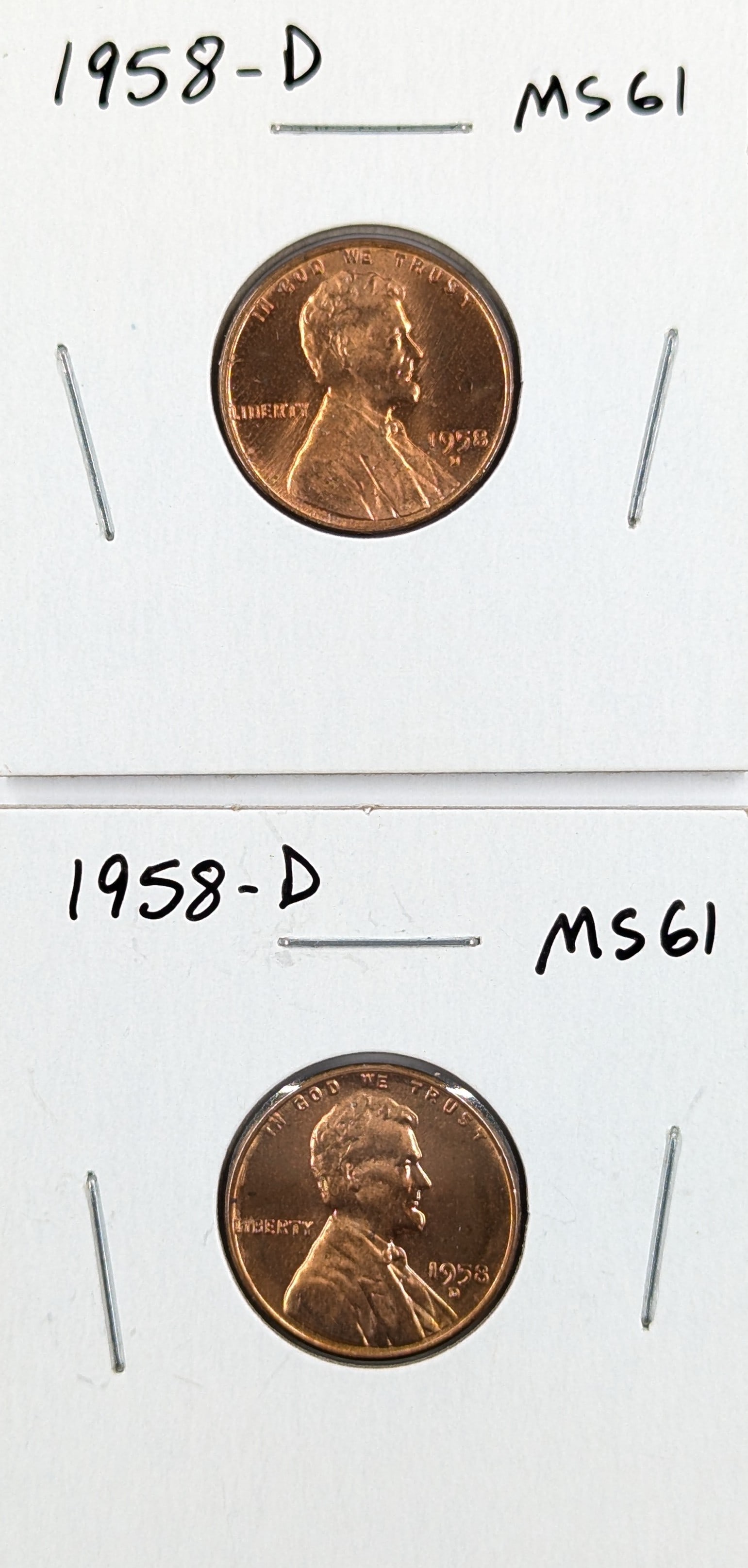 Lot of 2 - 1958-D Wheat Cents MS61 (1 of 2)