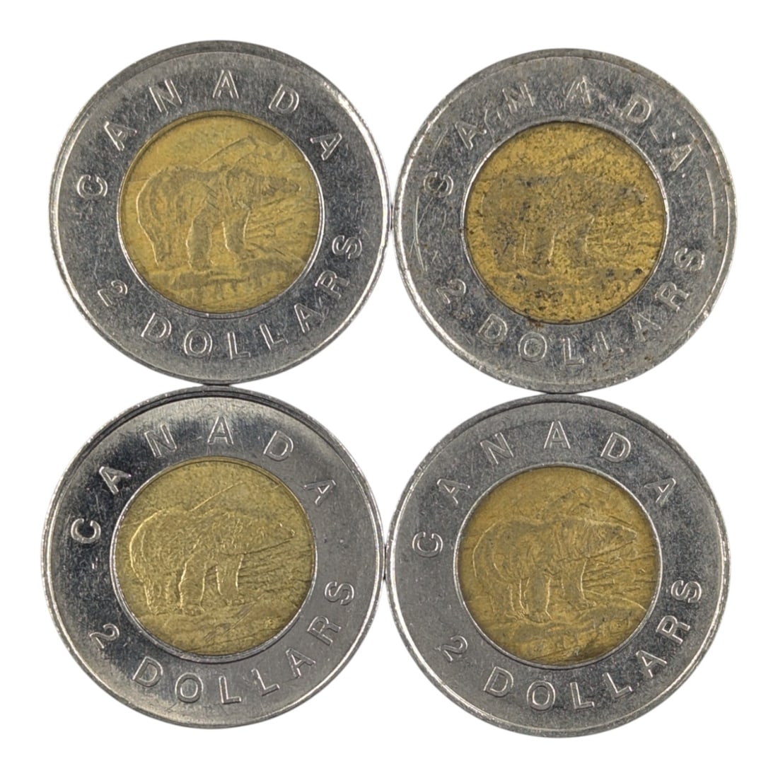 Lot of 4 1996 Canada $2 Coins - Bear (1 of 2)