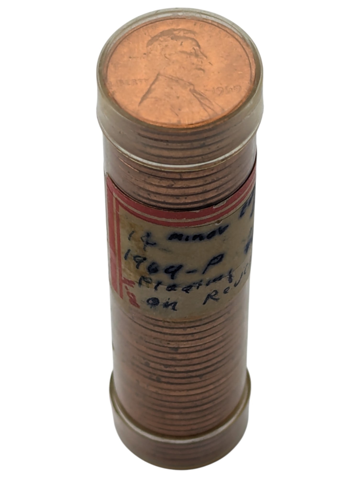 FEATURE Meghrig Tube of 50 - 1969 Lincoln Cents - BU - ERROR Floating Roof! (1 of 4)