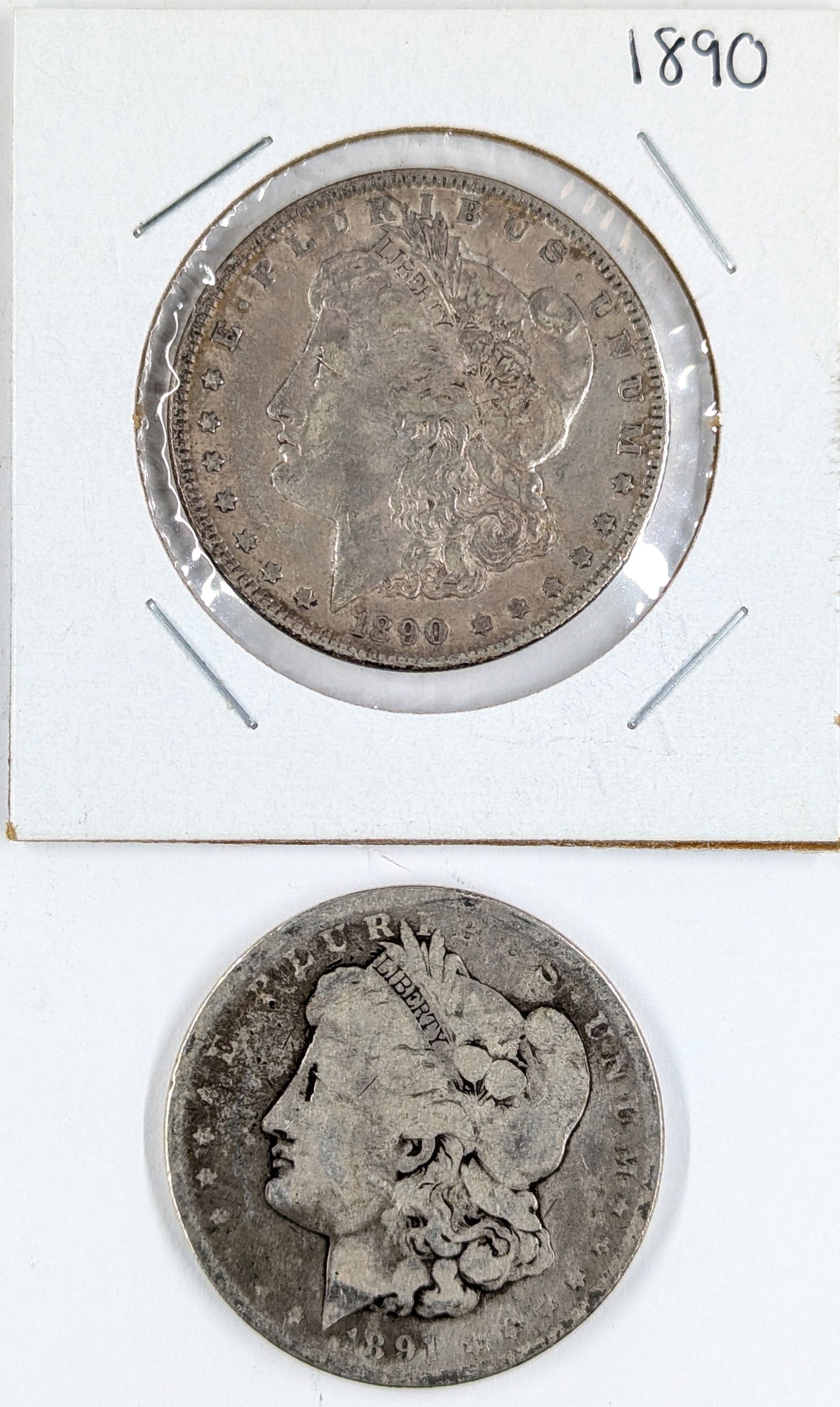 Lot of 2 Morgan Silver Dollars- 1890, 1891 (1 of 2)