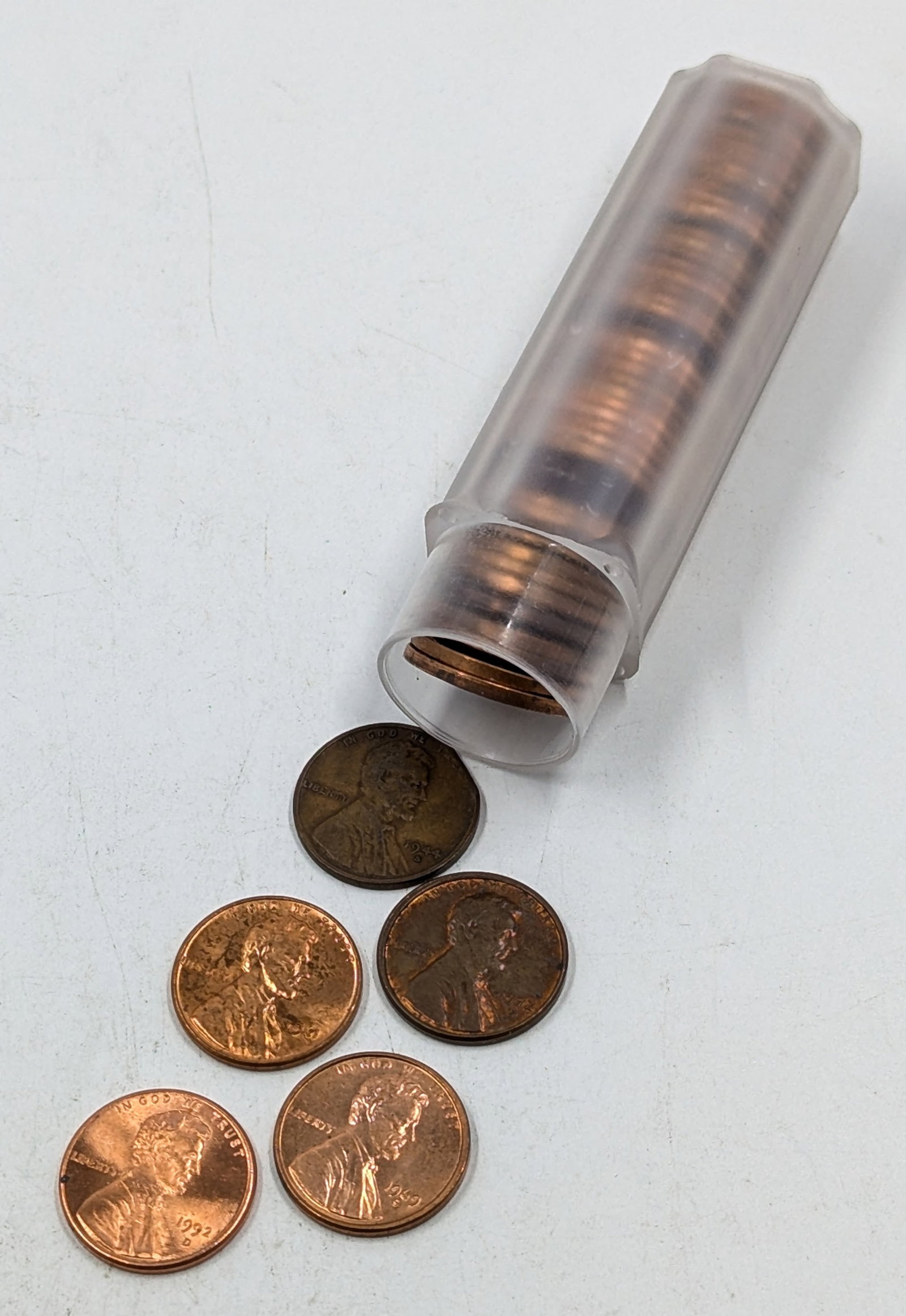 Tube of 50- Wheat & Lincoln Cents- Mixed Years: Coin