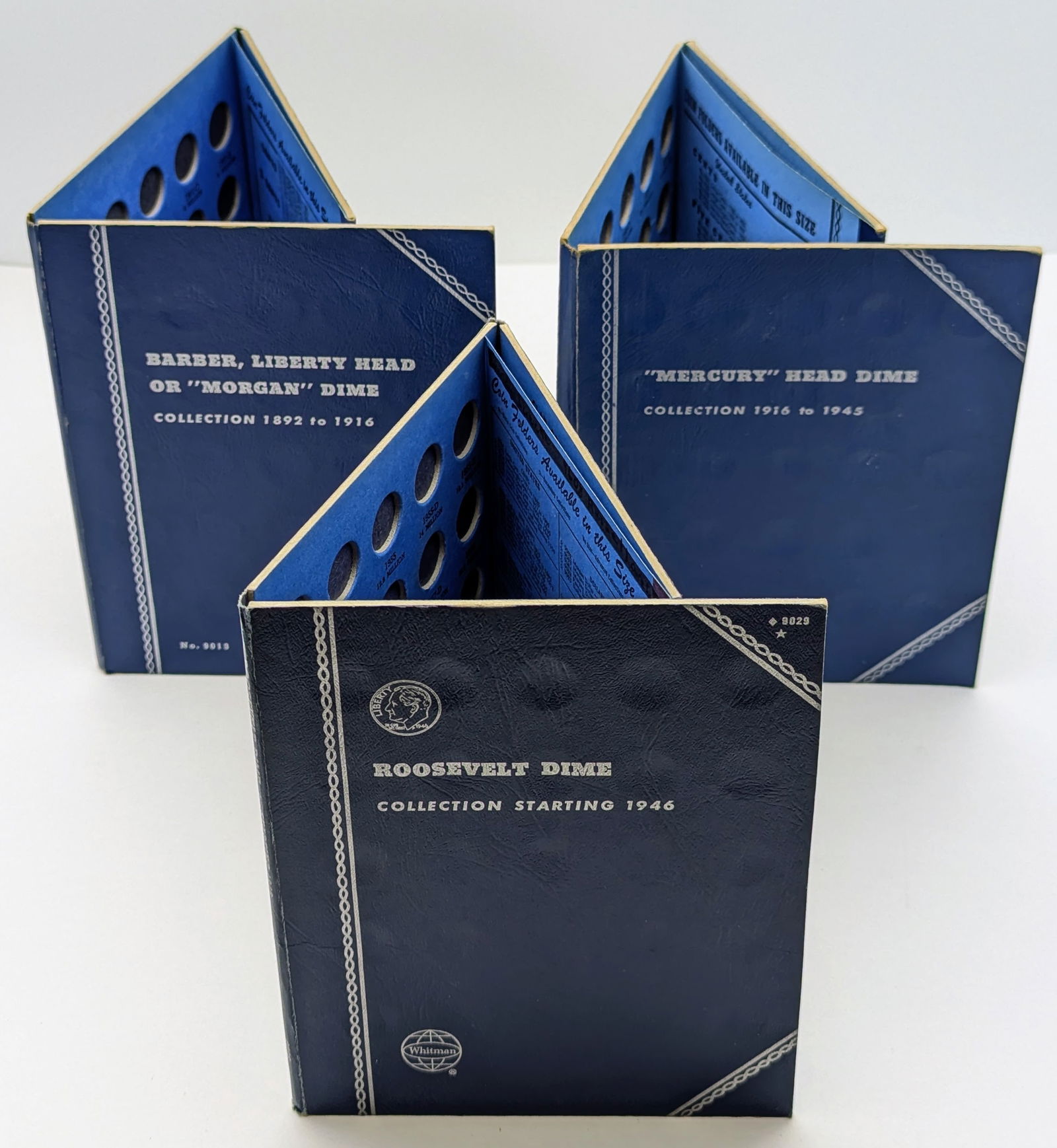 Lot of 3 Empty Whitman Coin Books- Barber Head, Mercury Head, & Roosevelt Dime (1 of 3)