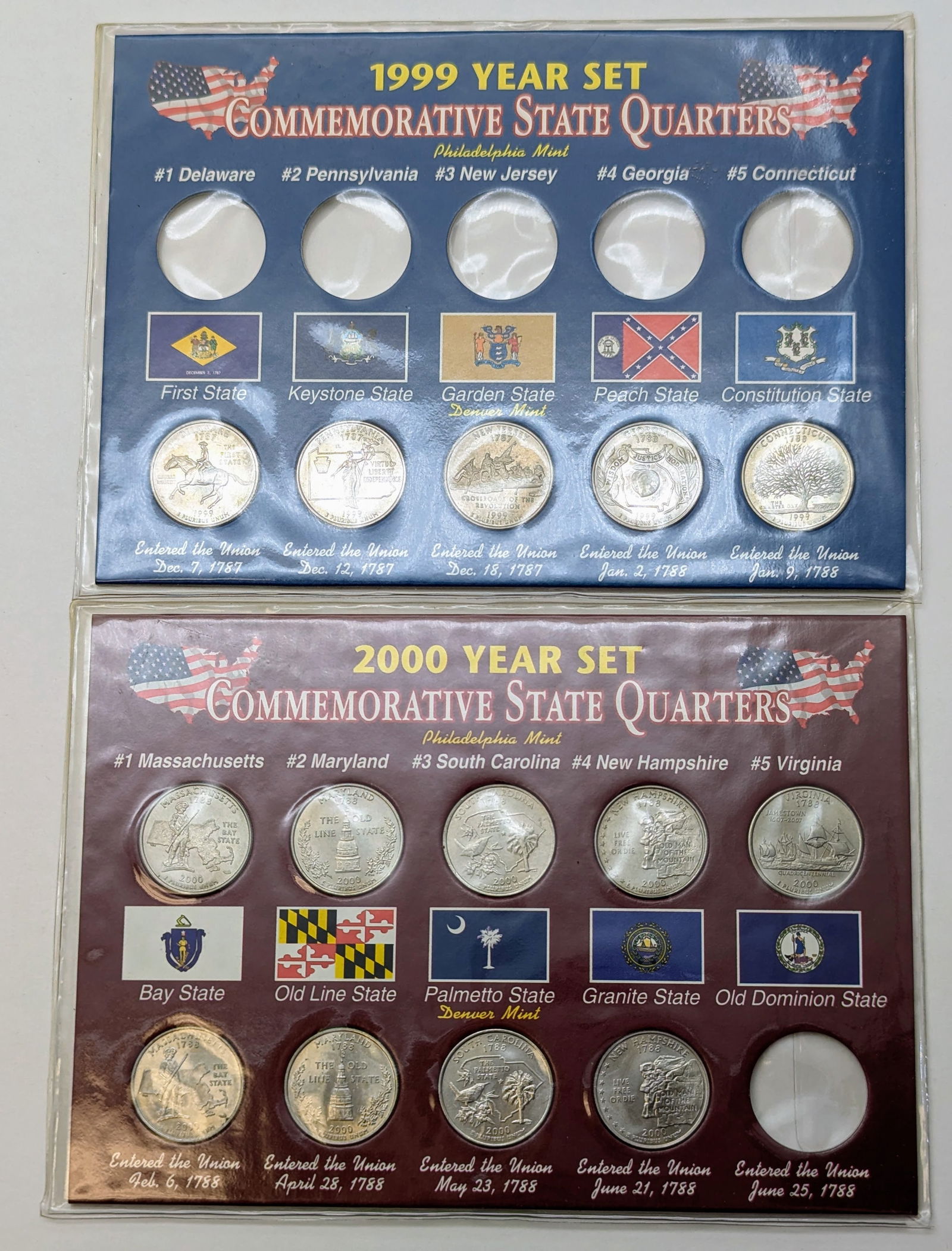 Lot of 2 Commemorative State Quarter Sets - 1999 & 2000 w/ 14 Quarters! (1 of 2)