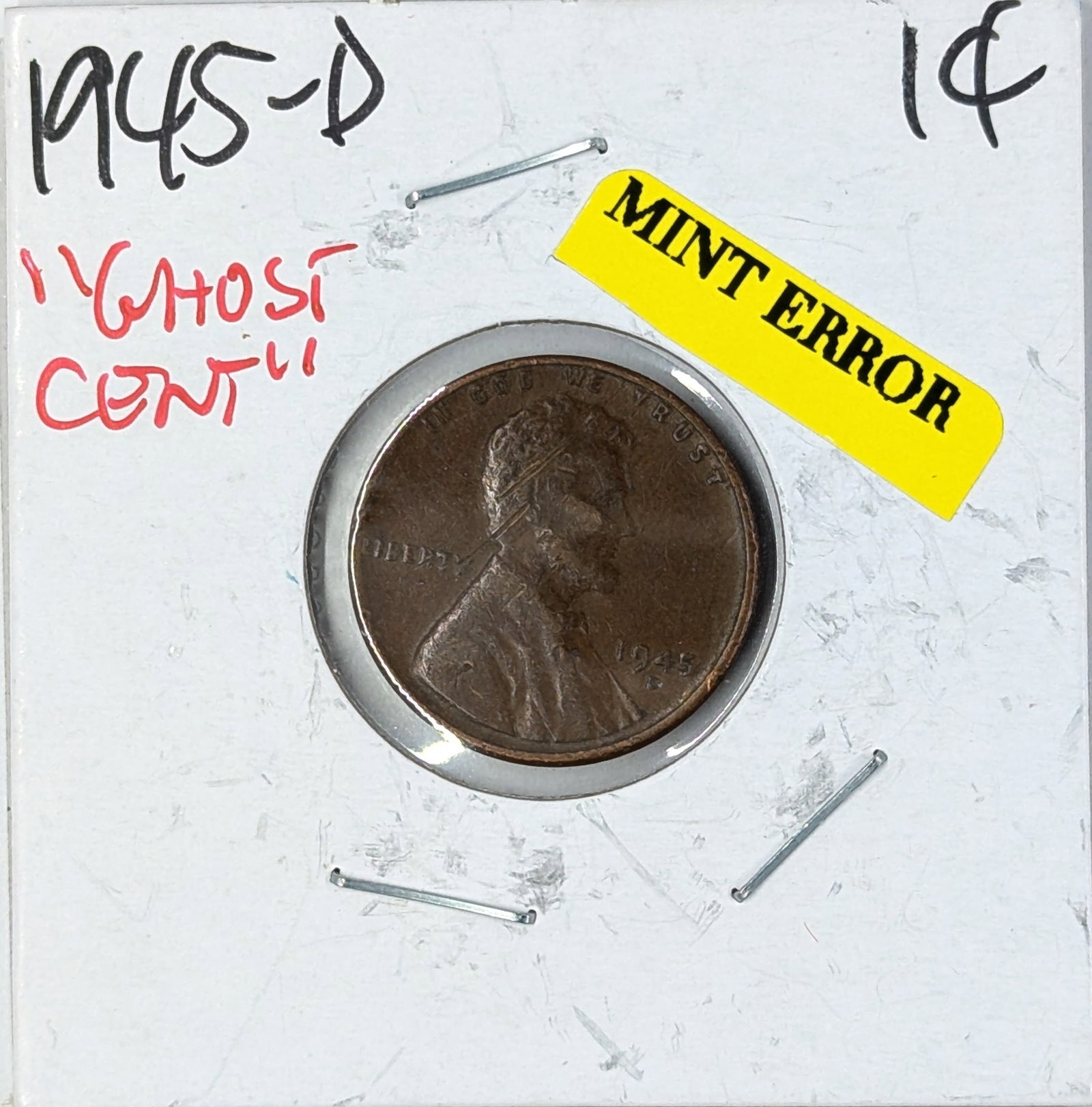 MINT ERROR 1945-D Lincoln Cent- Ghost Cent: Coin