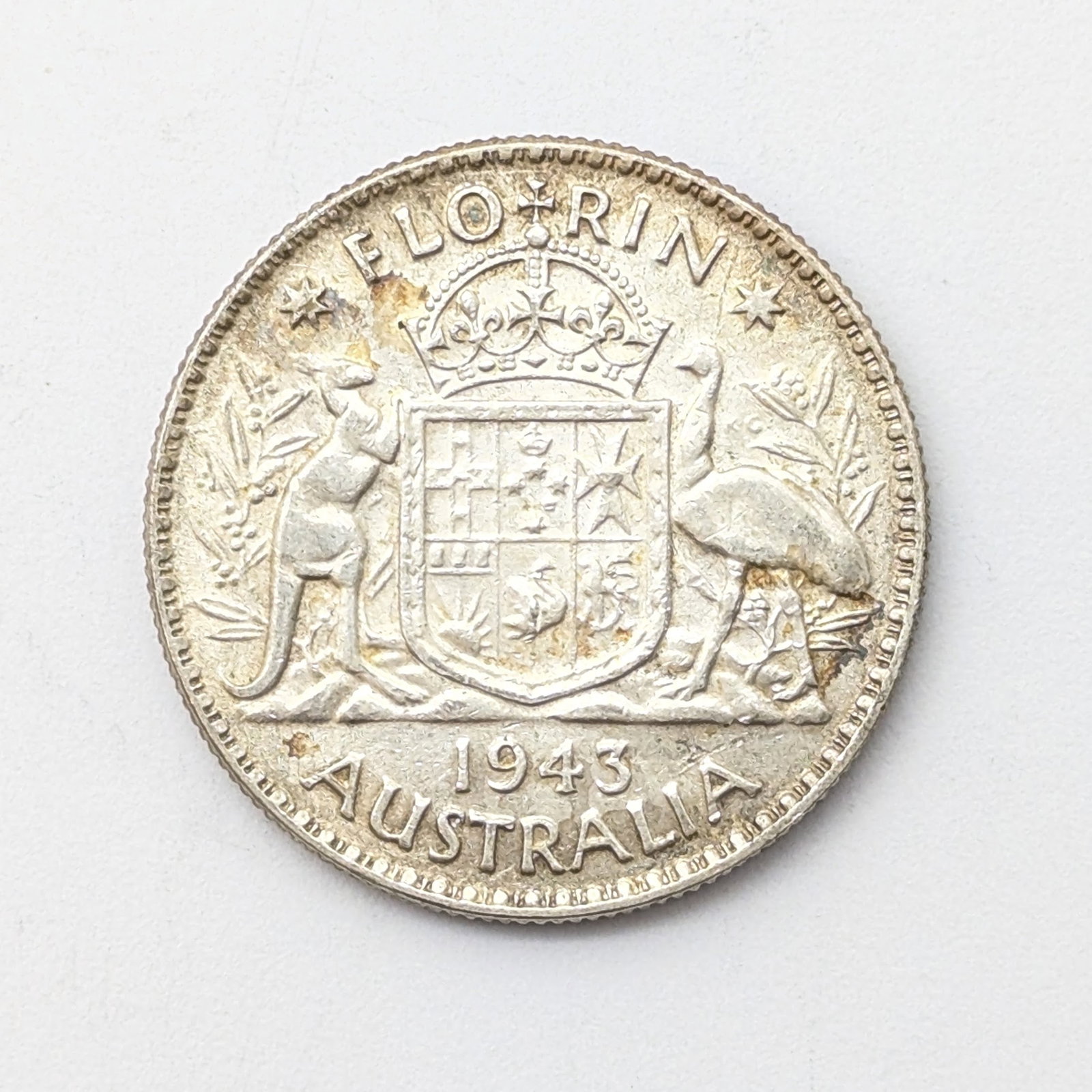 1943 Silver Australian Florin Foreign Coin: Silver