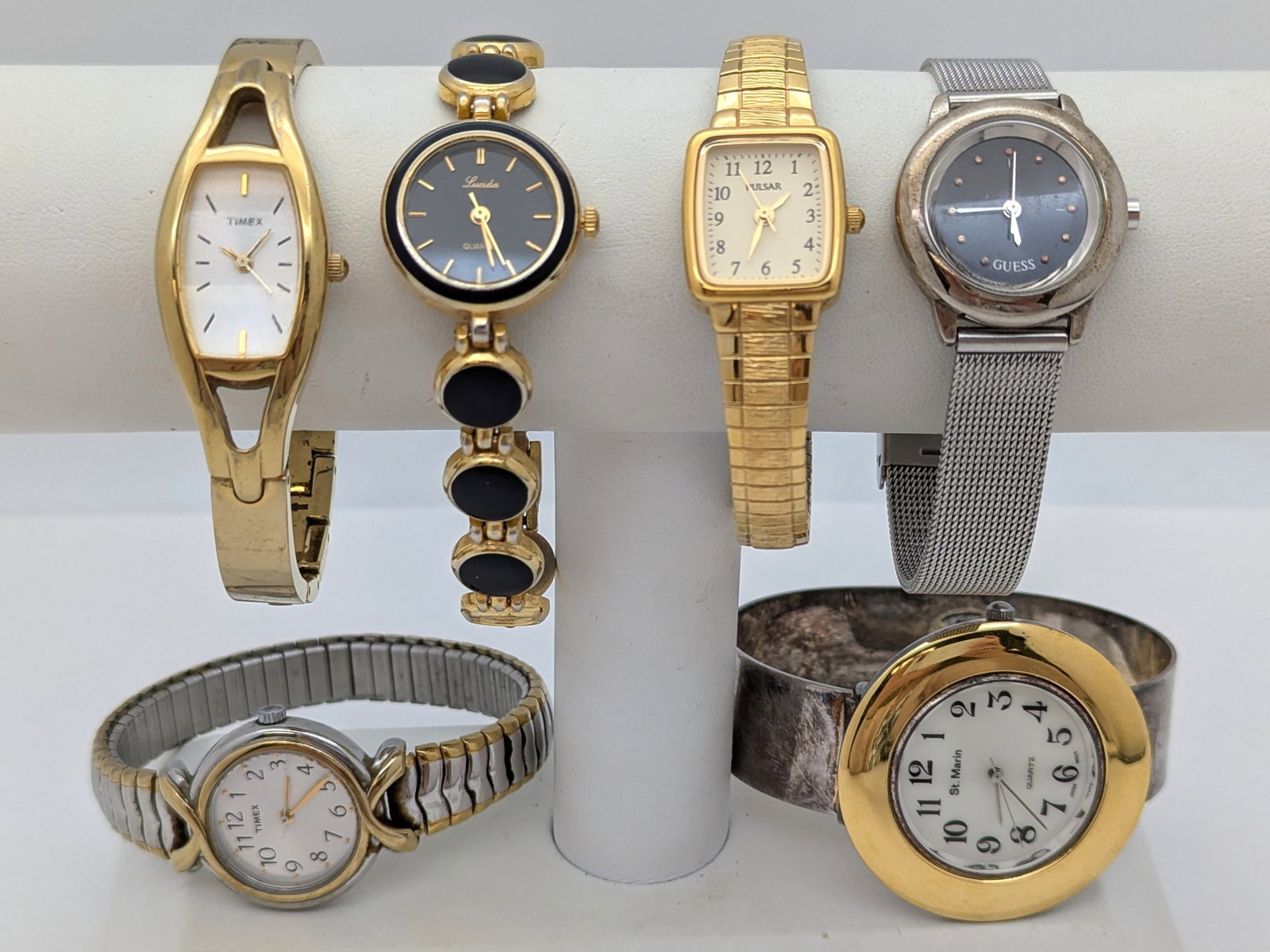Lot of 6 Modern Quartz Ladies Watches - Timex, St. Marin, Pulsar, etc. - Parts / Repair: Jewelry