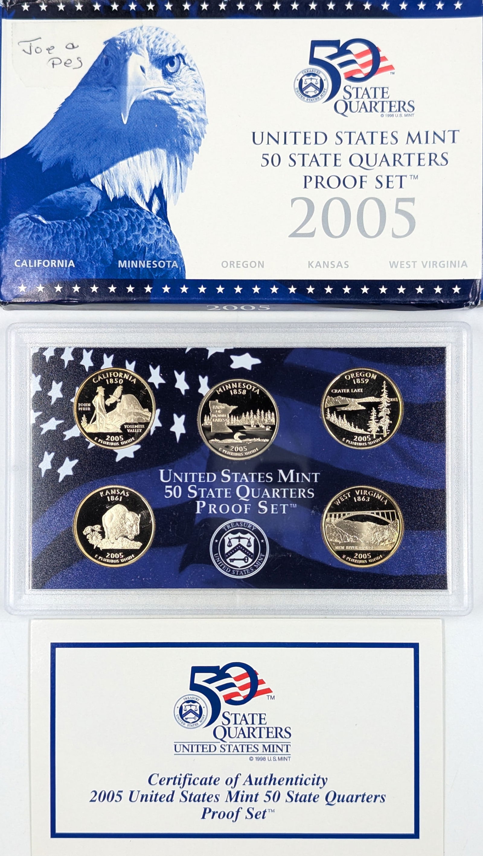 2005 US Mint State Quarters Proof Set w/ COA (1 of 2)