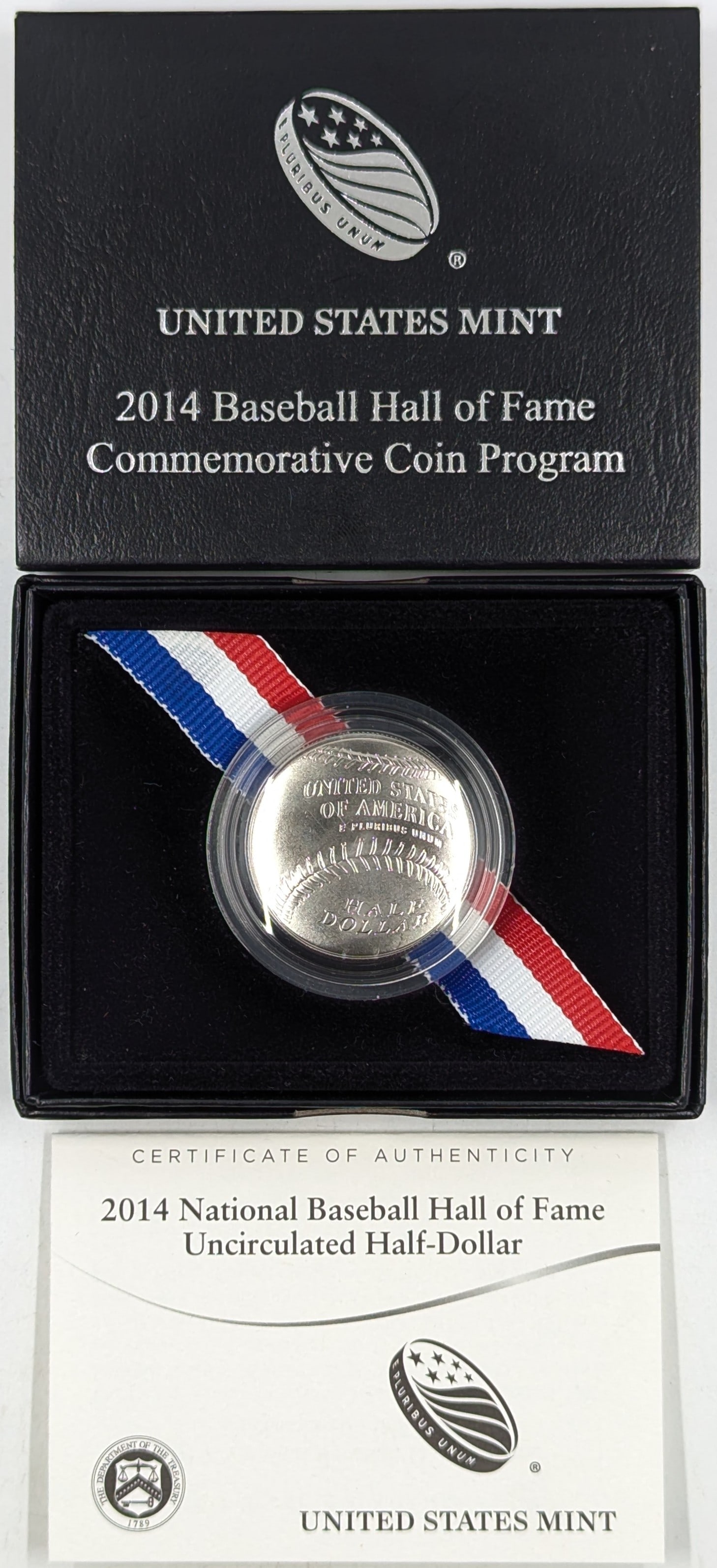 US Mint 2014 Baseball Hall of Fame Uncirculated Clad Half Dollar w/ COA (1 of 3)