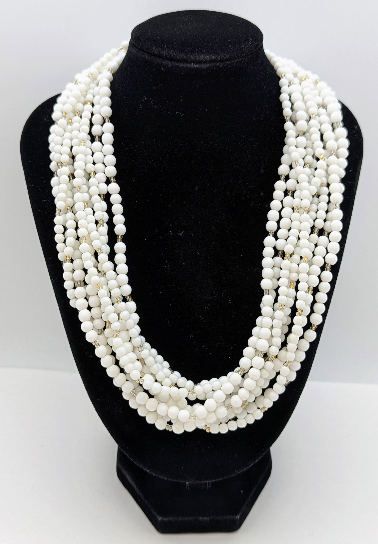 Vintage Sandor Multi-tier Beaded Ladies Necklace w/ Tulip clasp: Length: 16-18in