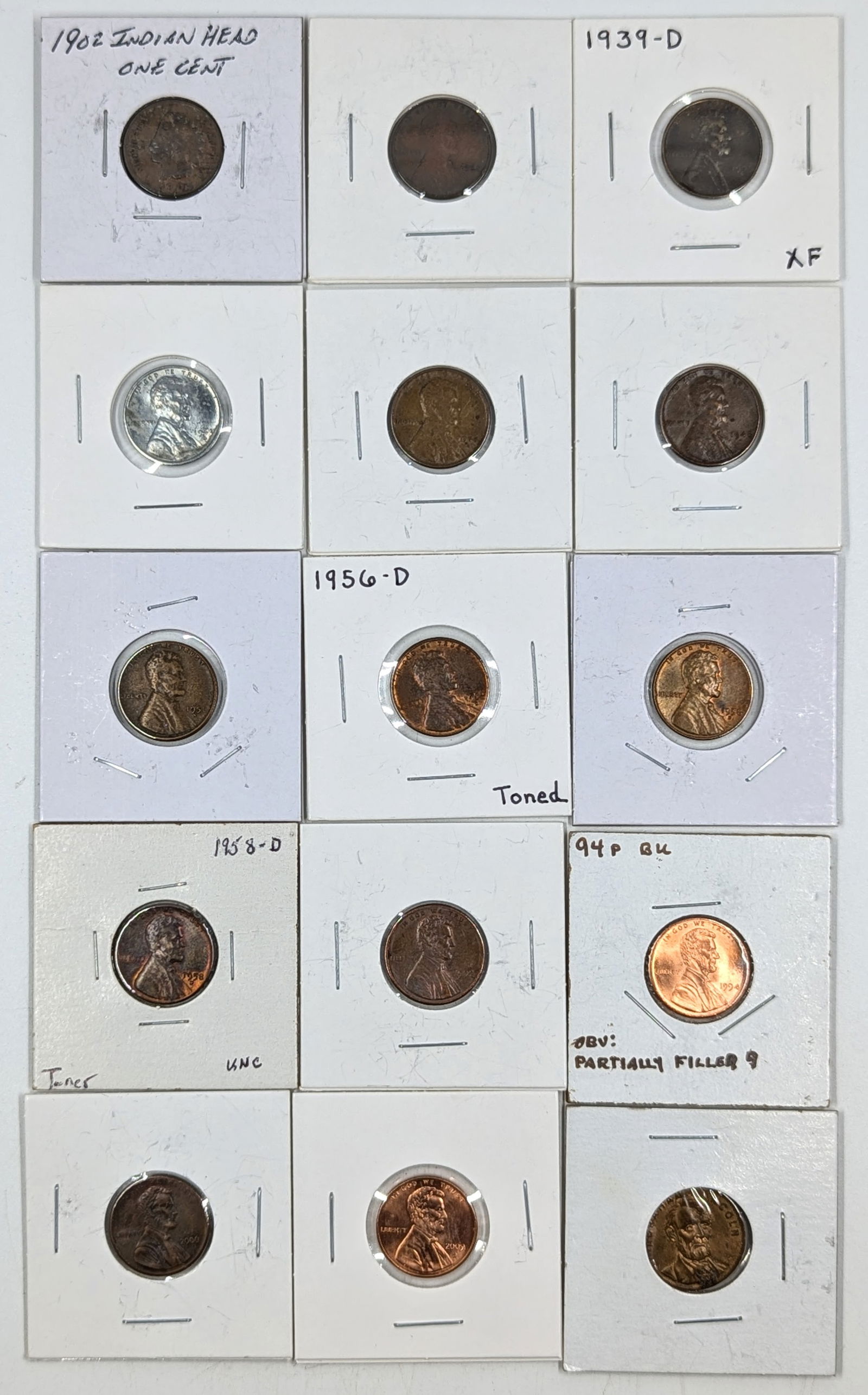 Lot of 15 Cents - Indian Head, Steel, Wheat & Lincoln (1 of 2)