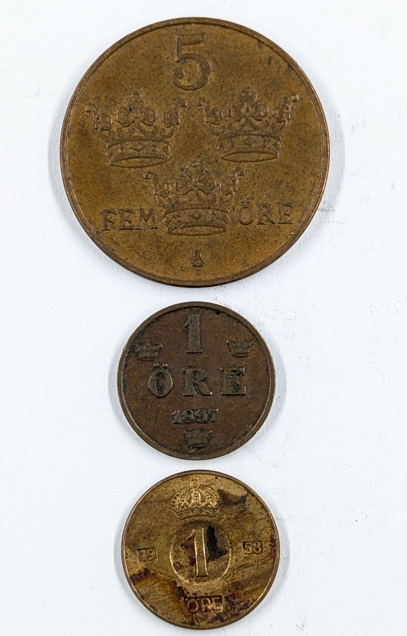 Lot of 3 Sweden Ore - 1897, 1926, 1958 (1 of 2)