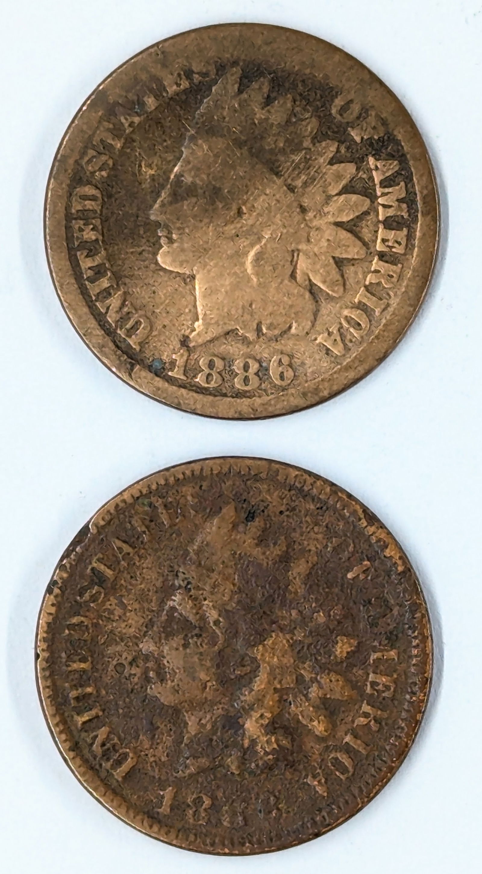 Lot of 2 - 1886 Indian Head Cents (1 of 2)