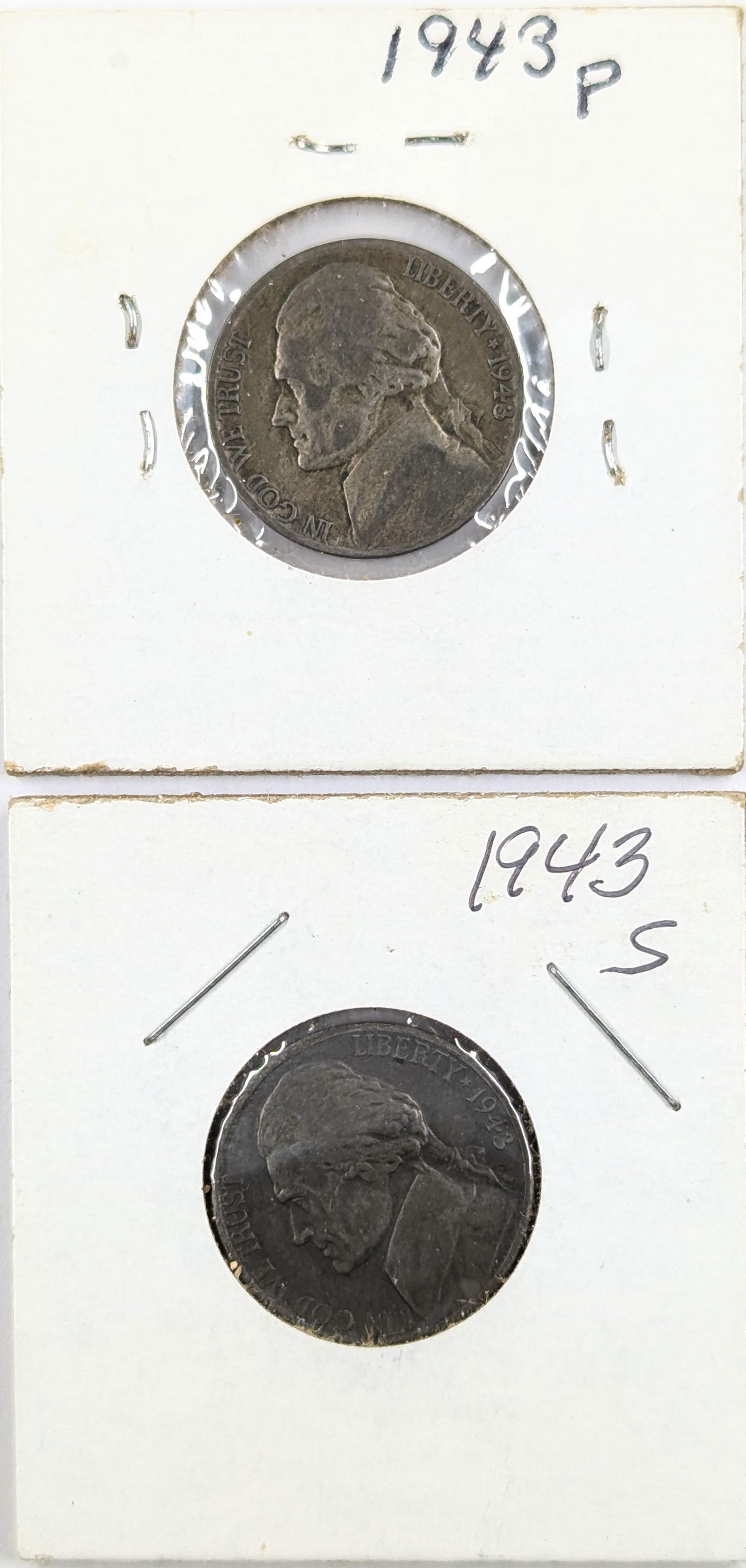 Lot of 2 - 1943 P/D Silver War Nickels (1 of 2)