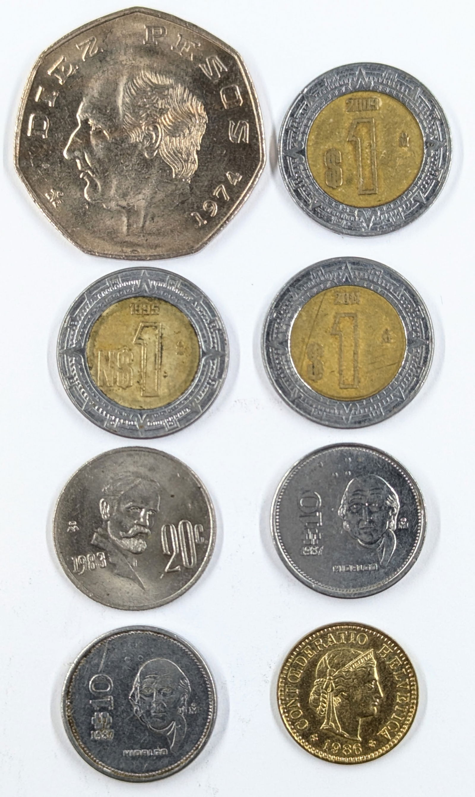 Lot of 8 Mexico Pesos - Various Amounts (1 of 2)