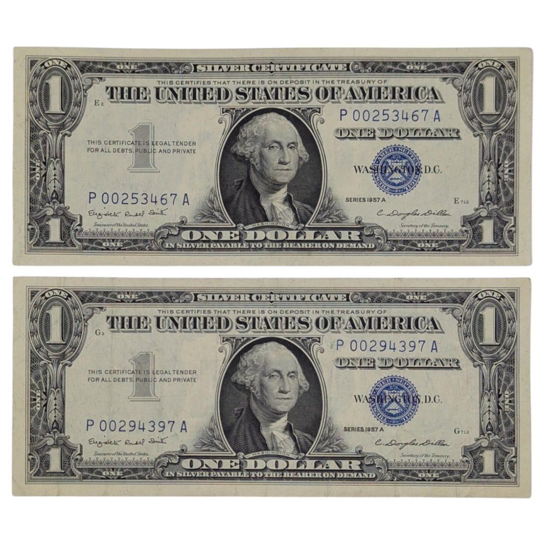 Lot of 2 - 1957-A $1 Notes - Silver Certificates (1 of 2)