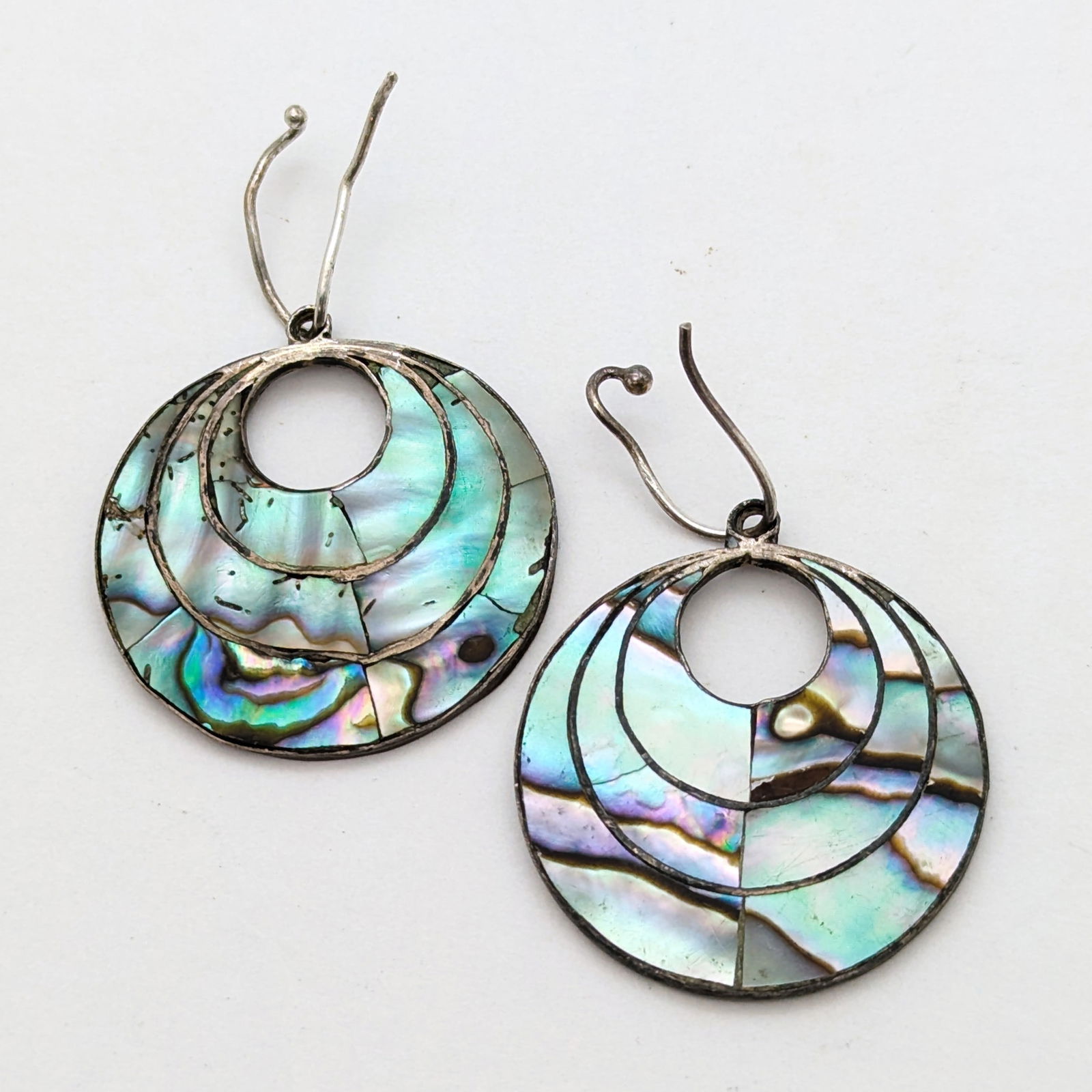 Mexico 925 Sterling Silver Abalone Inlay Earrings (1 of 4)