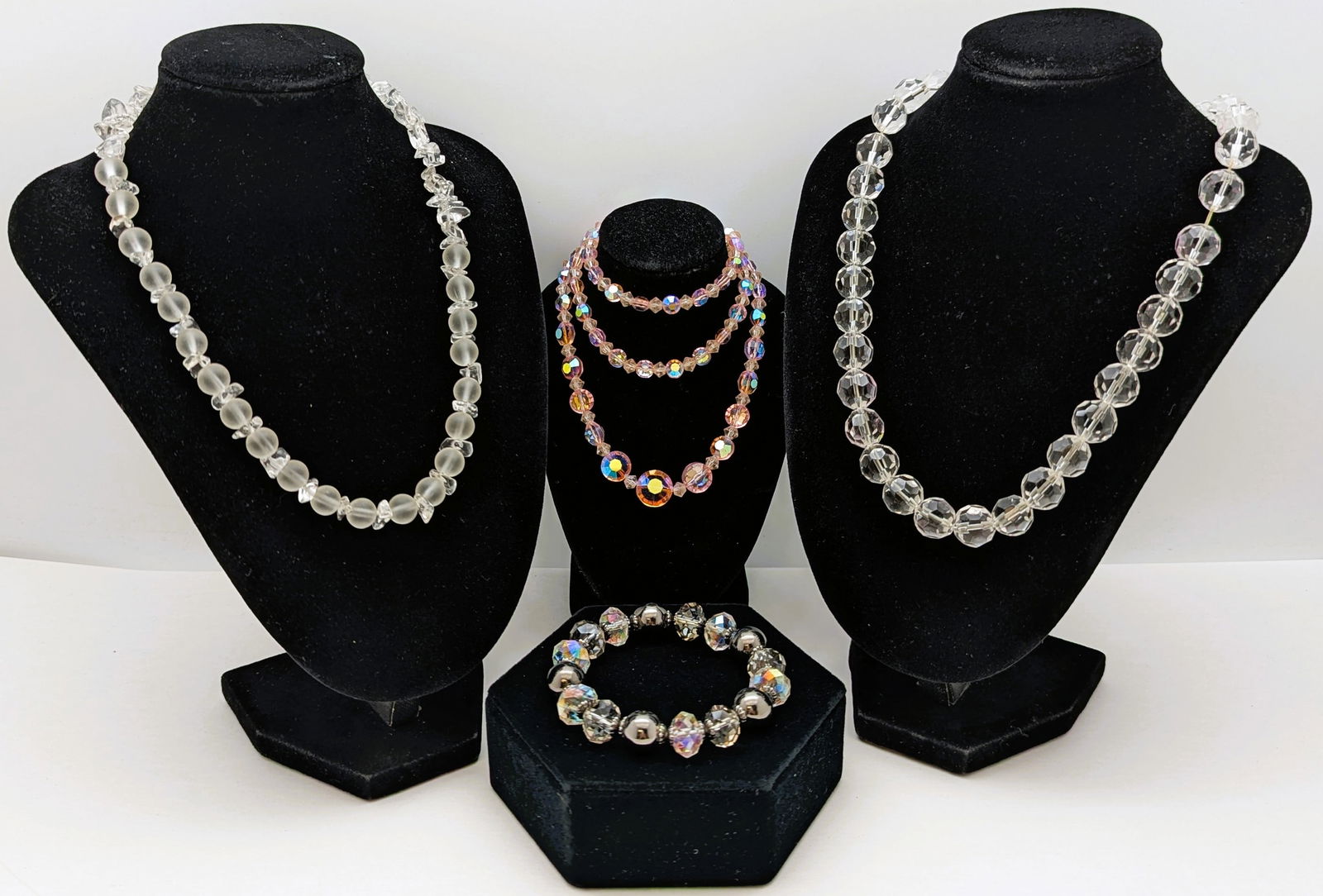 Lot of 4 Crystal Beaded Ladies Jewelry - 3 Necklaces & Bracelet (1 of 11)