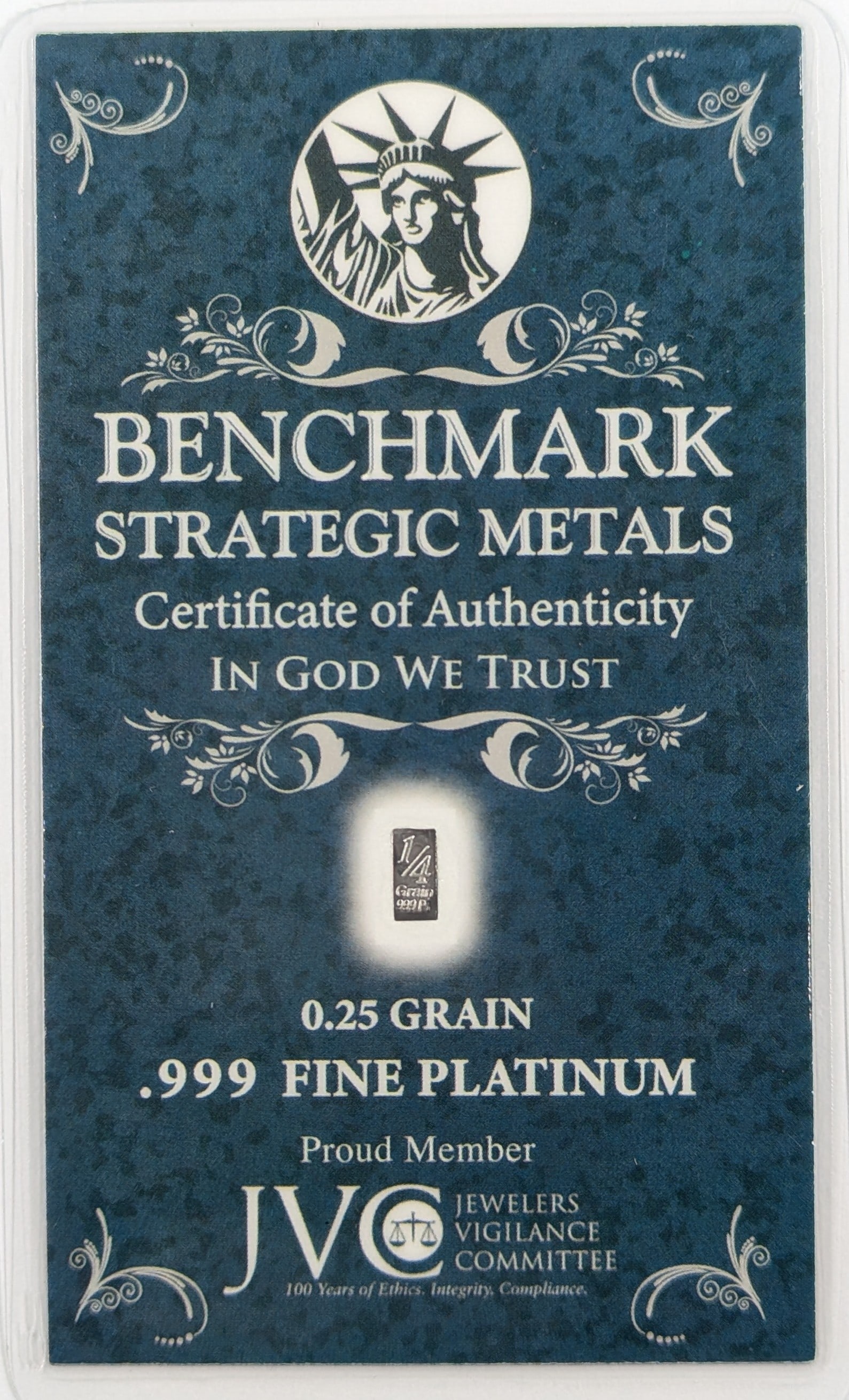 1/4 grain .999 Fine Platinum - Benchmark Strategic Metals: Platinum