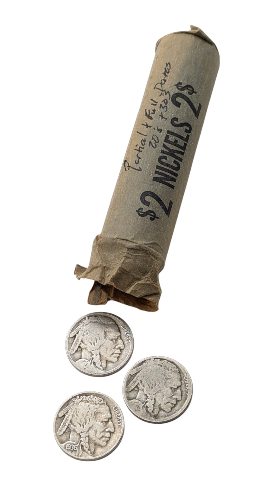 Roll of 40 Buffalo Head Nickels - 1920s-1930s - Full & Partial Dates (1 of 3)