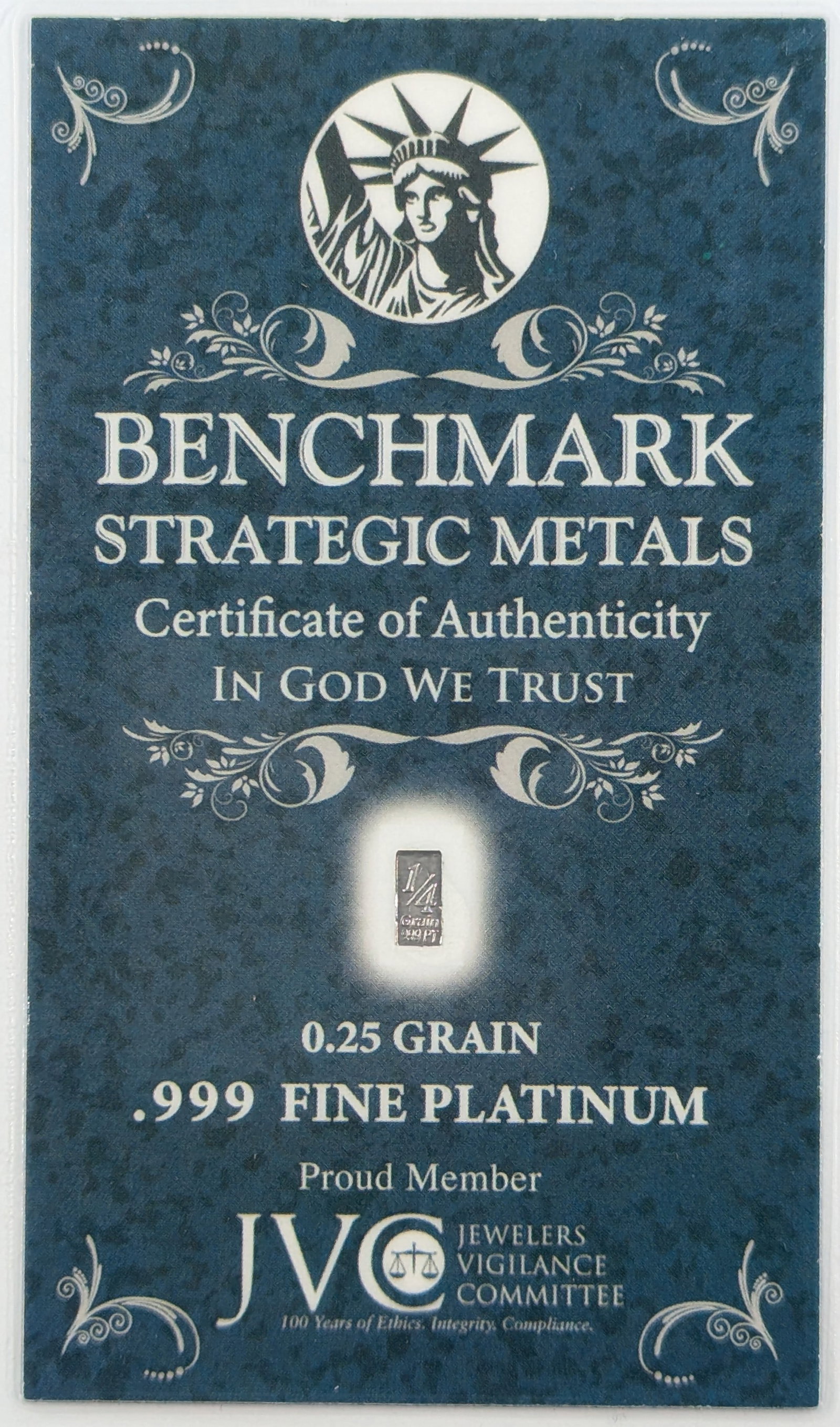 1/4 grain .999 Fine Platinum - Benchmark Strategic Metals: Platinum