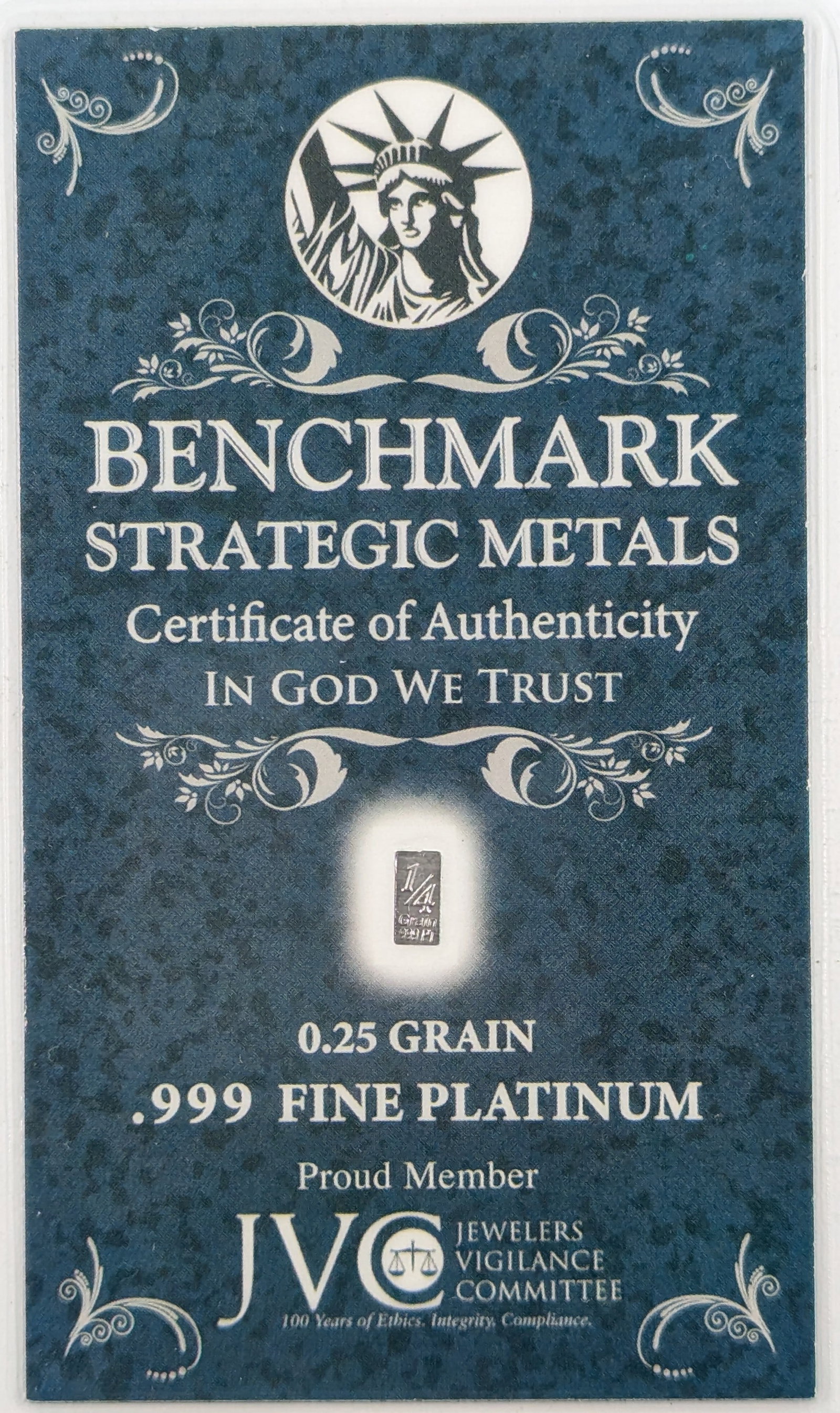 1/4 grain .999 Fine Platinum - Benchmark Strategic Metals: Platinum
