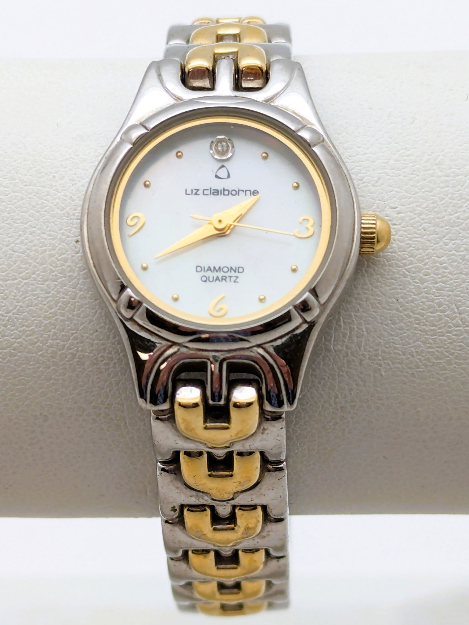 Liz Claiborne Diamond Quartz 2-tone Ladies Watch: Watch is untested, it needs a new battery
