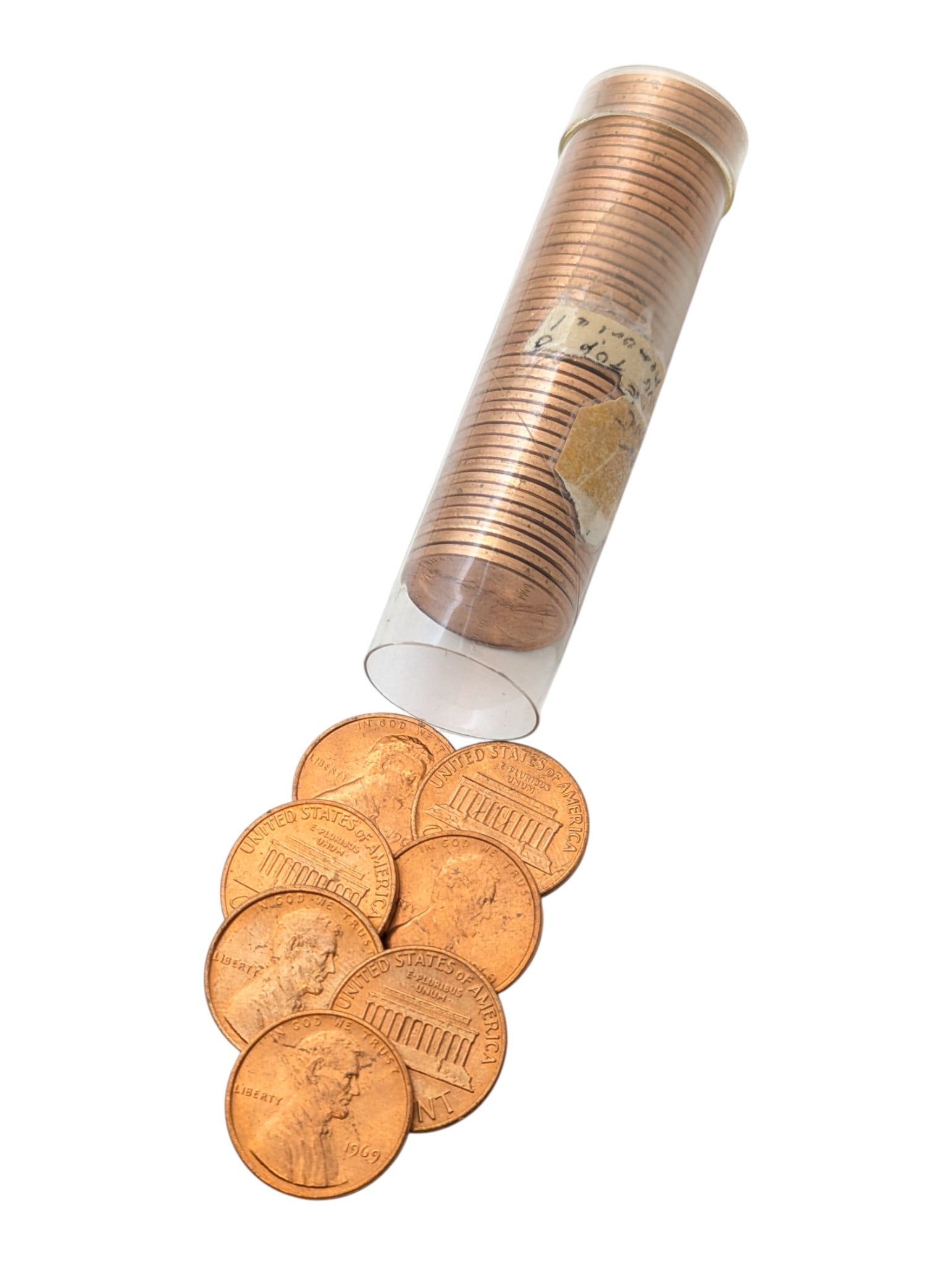 Tube of 50 - 1969 Lincoln Cents - BU (1 of 4)