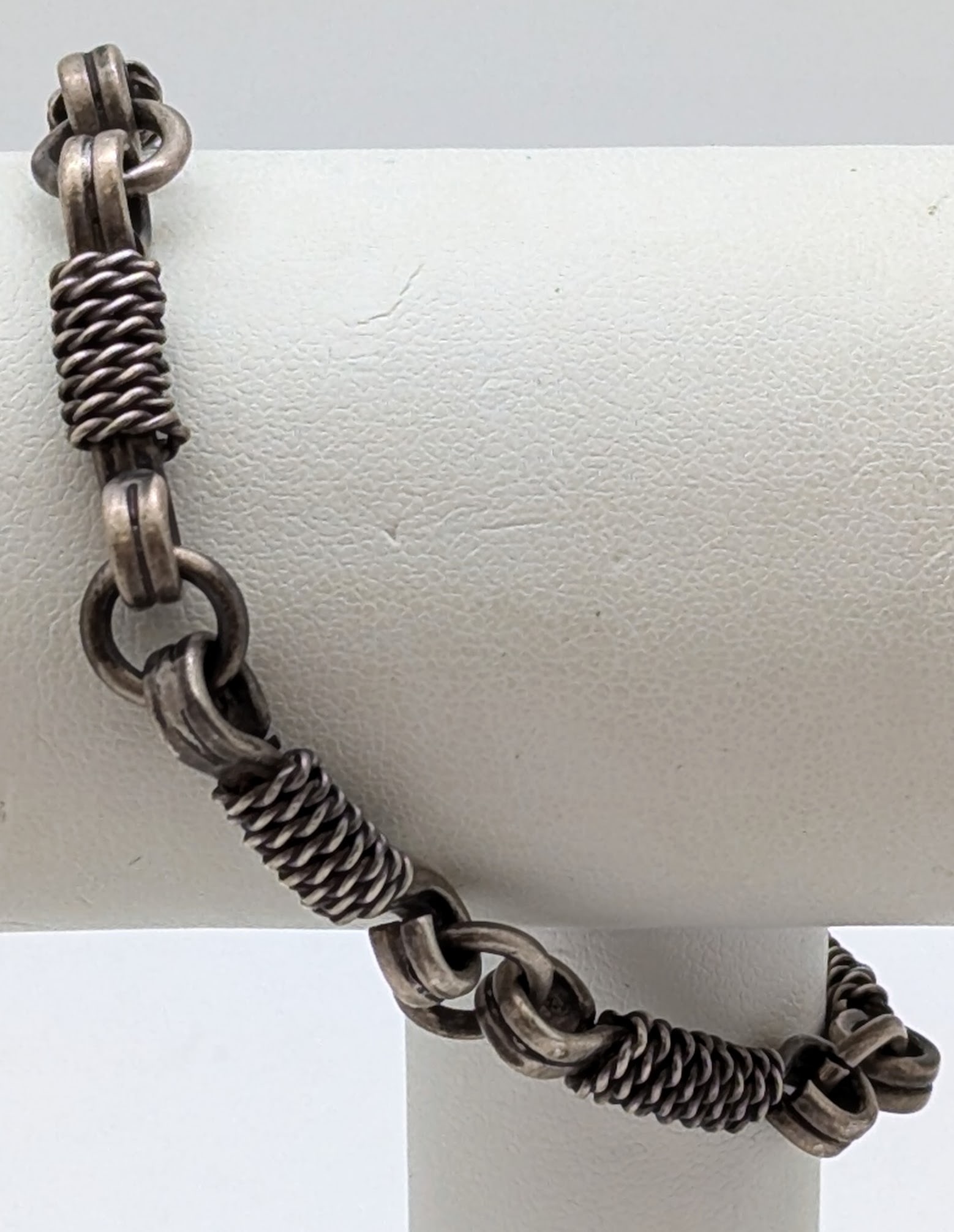 Mexican Sterling Silver Wrapped Link Bracelet - 0.78oz (1 of 6)