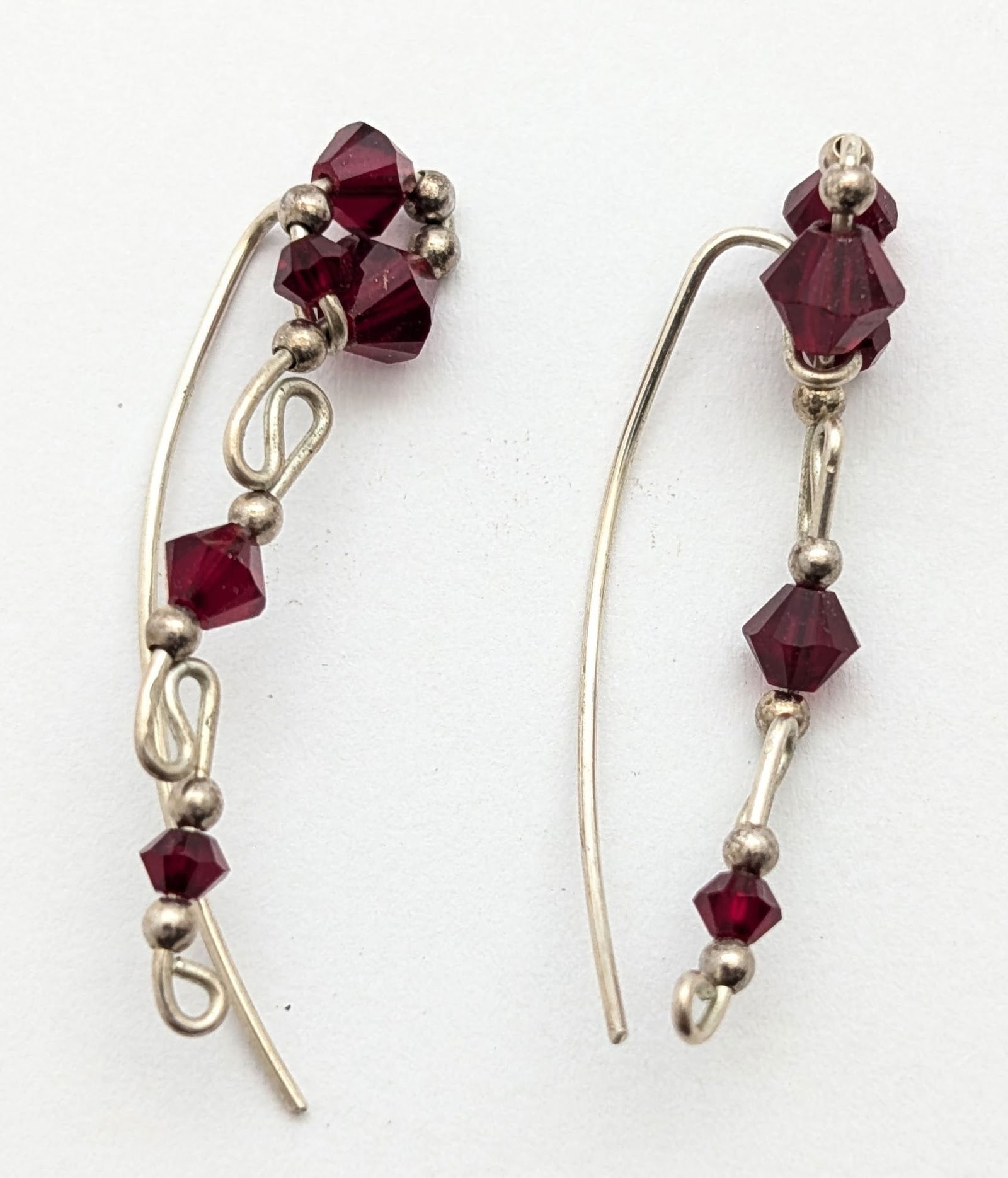 Handmade Sterling Silver Beaded Ladies Earrings: Jewelry