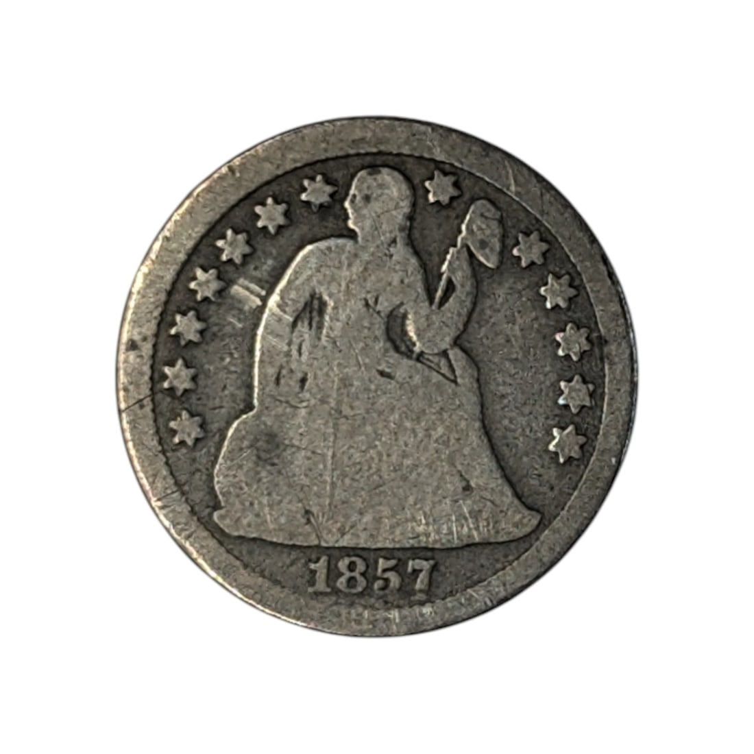 1857 Silver Seated Liberty Dime: Silver