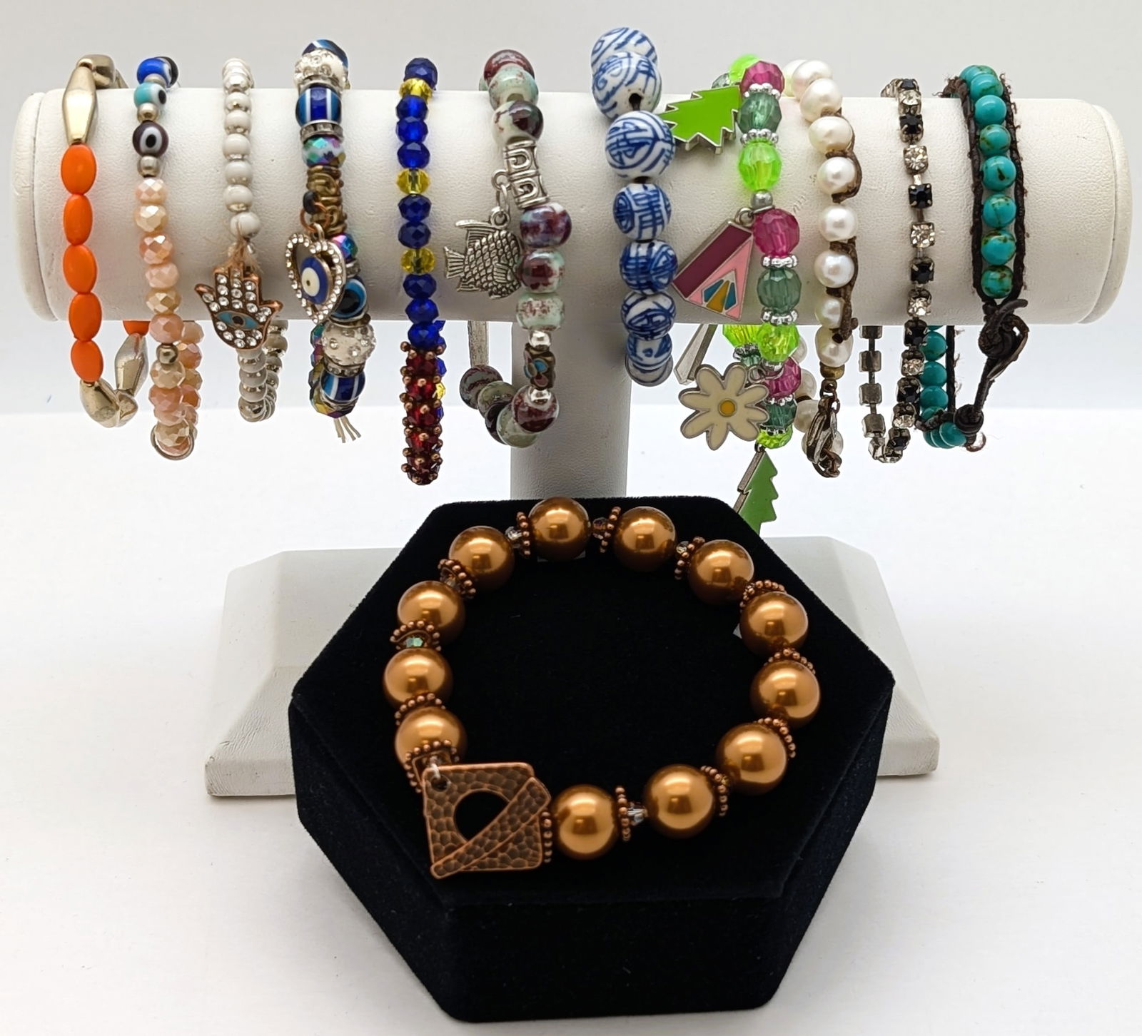 Large Lot of 12 Ladies Beaded Costume Bracelets (1 of 10)