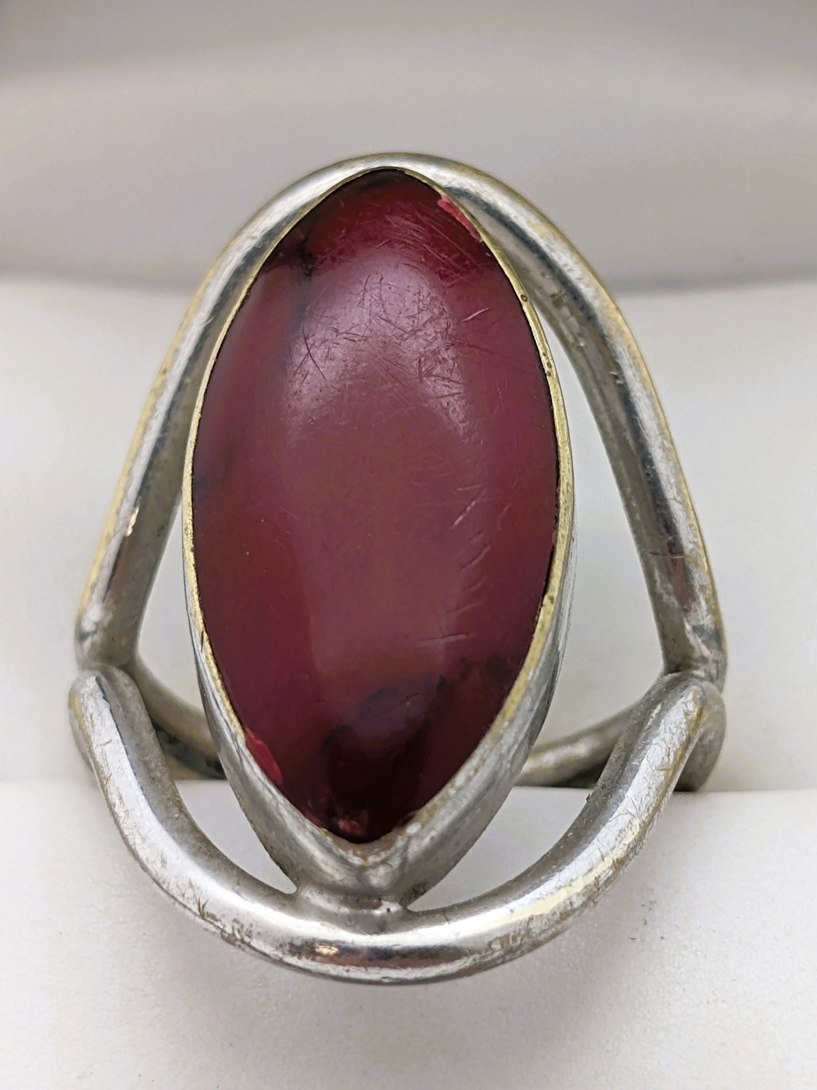 ATI Mexico Red Oval Ladies Statement Ring w/ Sterling Silver Crown (1 of 6)