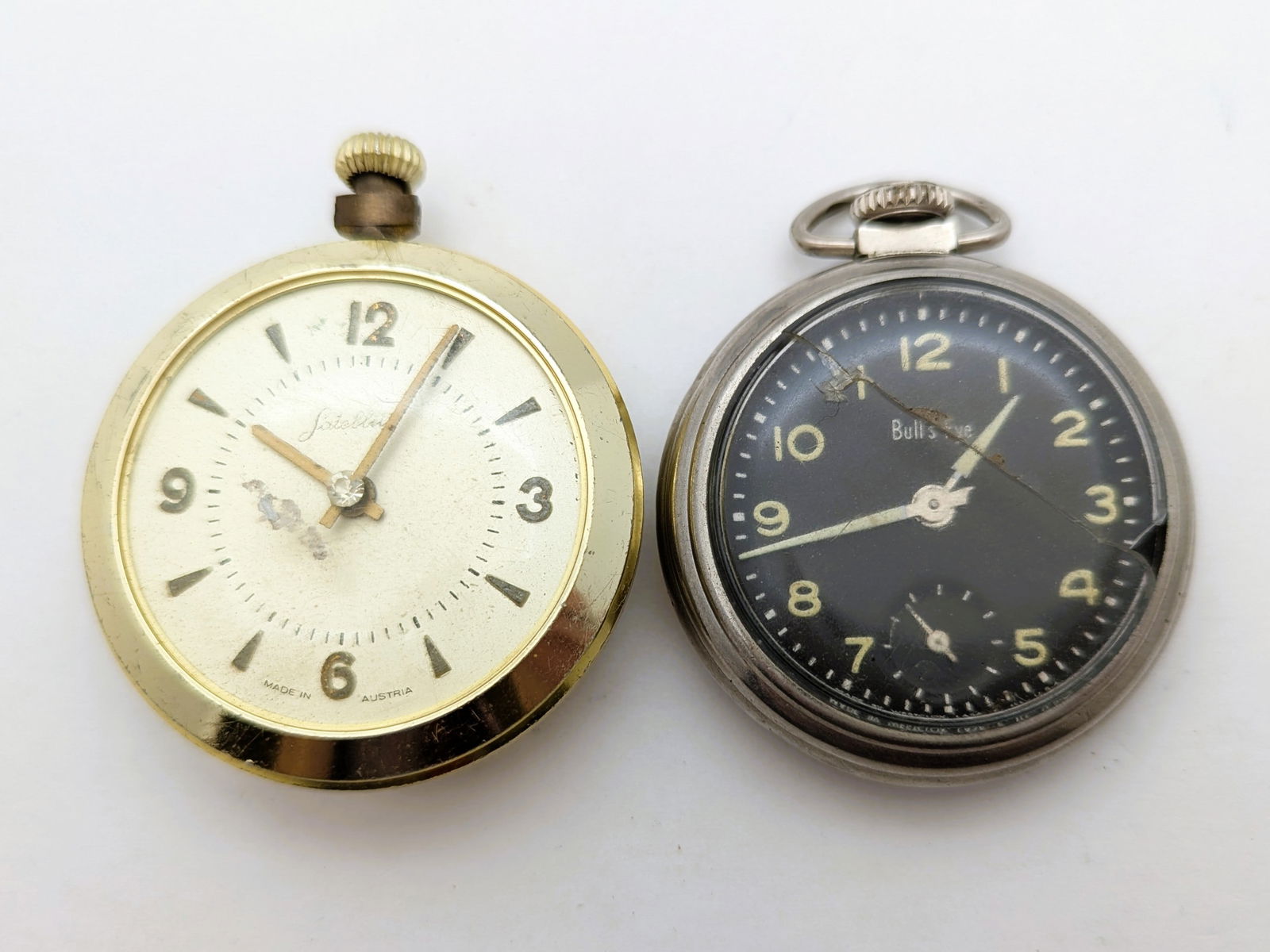 Lot of 2 Vintage Men's Pocket Watches - Satellite & Bull's Eye - Parts/Repair (1 of 12)