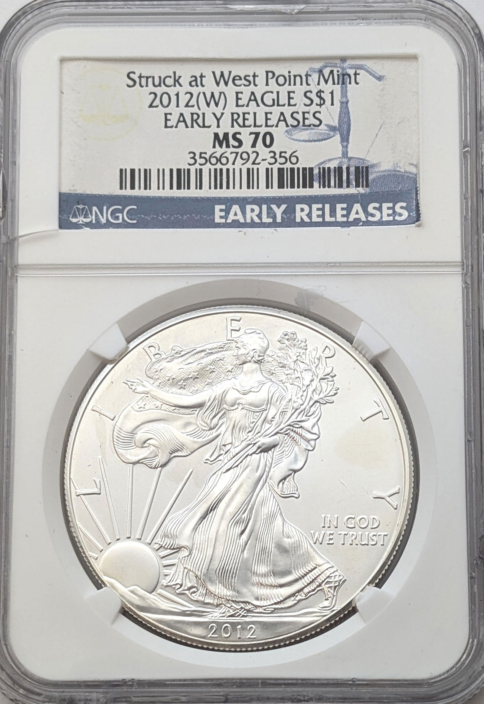 NGC 2012-W MS70 American Silver Eagle Dollar - Early Release (1 of 2)