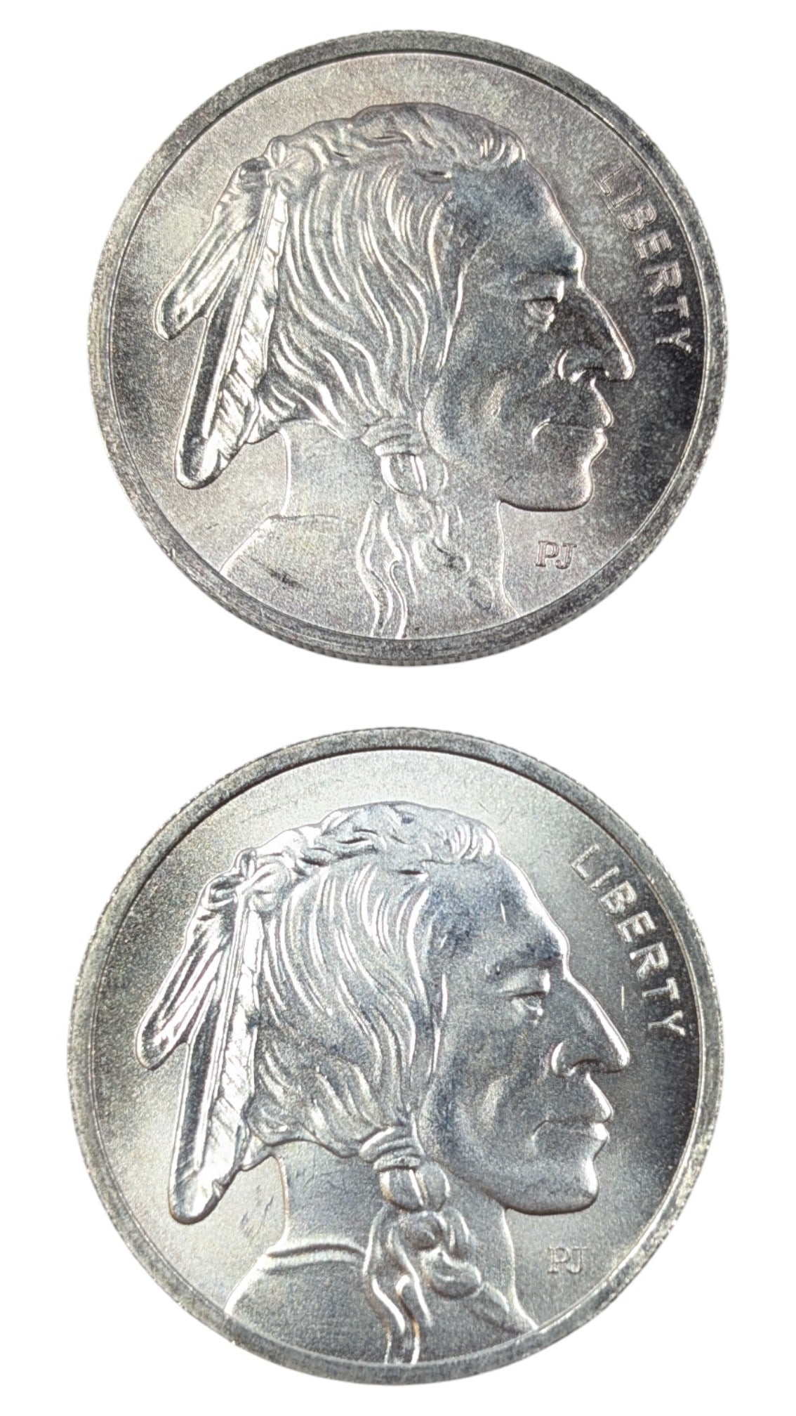 Lot of 2 - 1 Ounce (each) Fine .999 Silver Rounds - Buffalo (1 of 2)