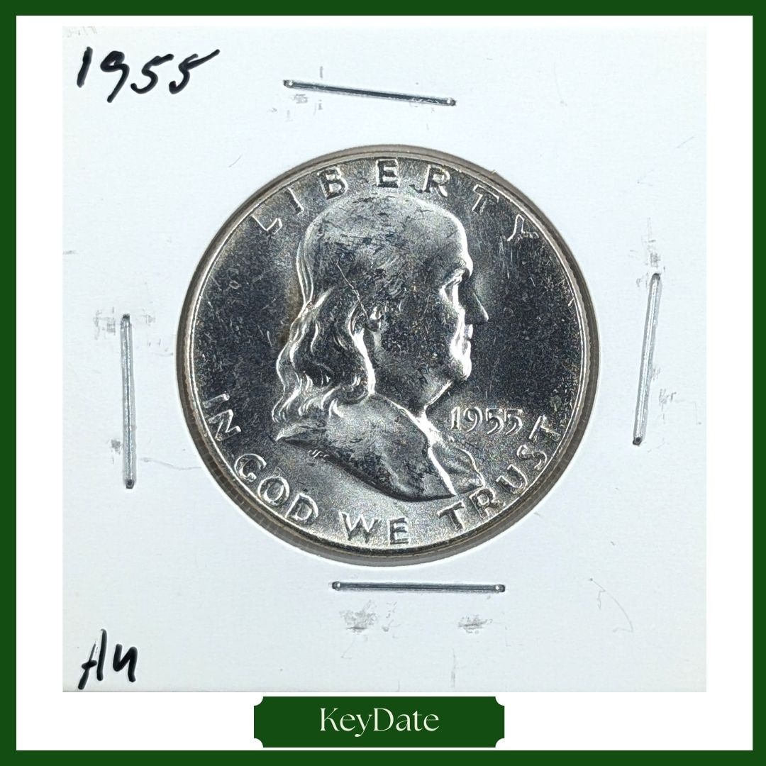 1955 Silver Franklin Half Dollar - AU - KEY DATE (1 of 3)