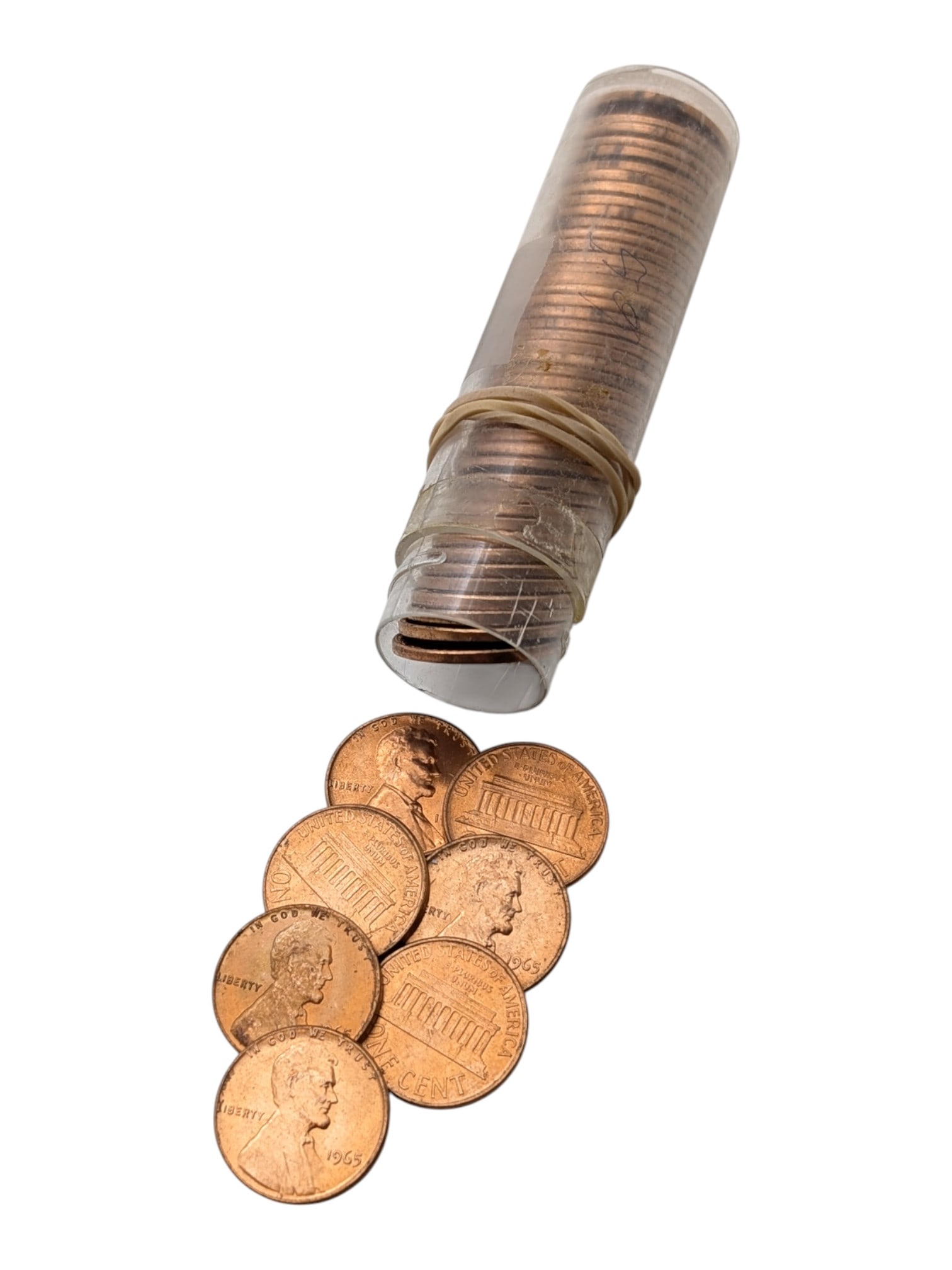Tube of 50 - 1965 Lincoln Cents - BU (1 of 4)