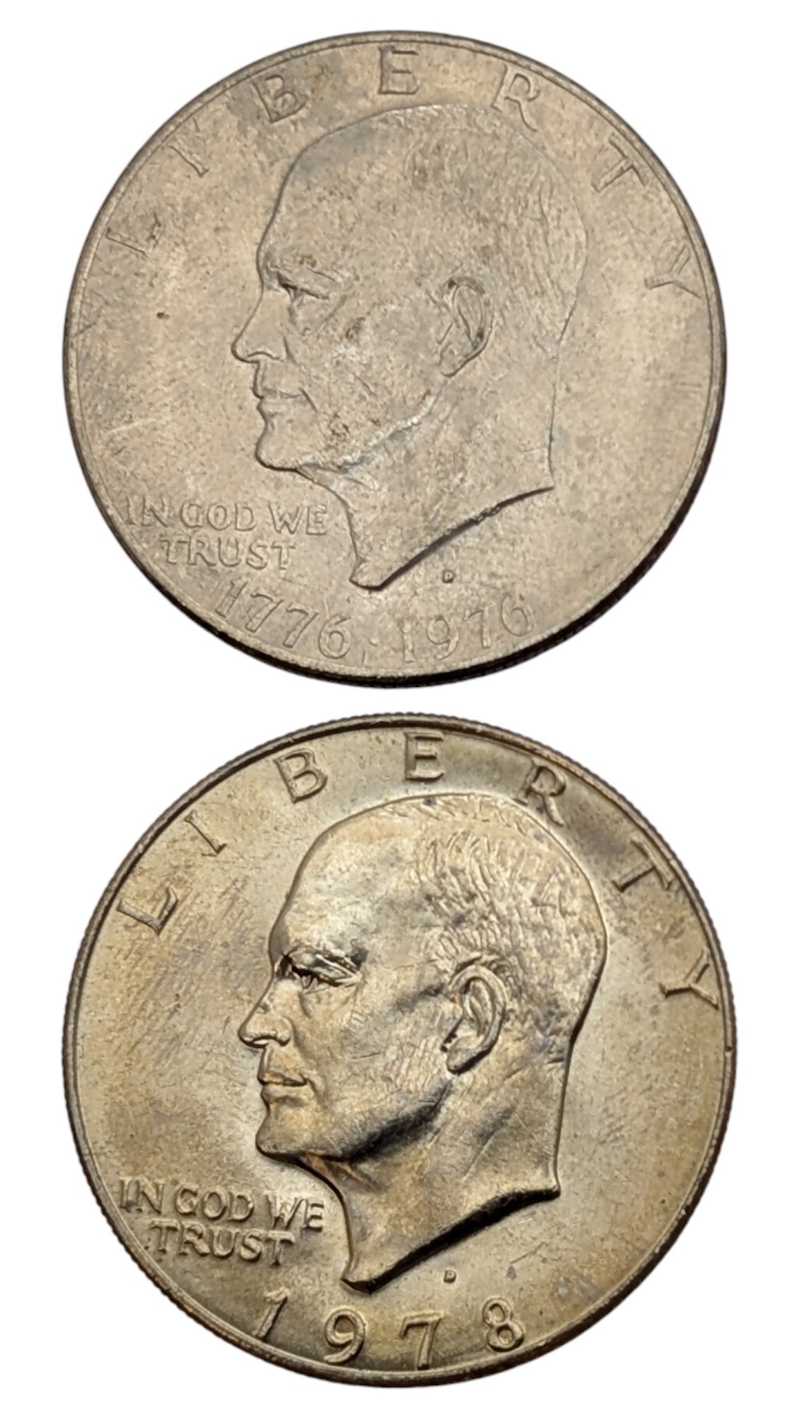 Lot of 2 Eisenhower "Ike" Dollars - 1976-D, 1978-D: Coin