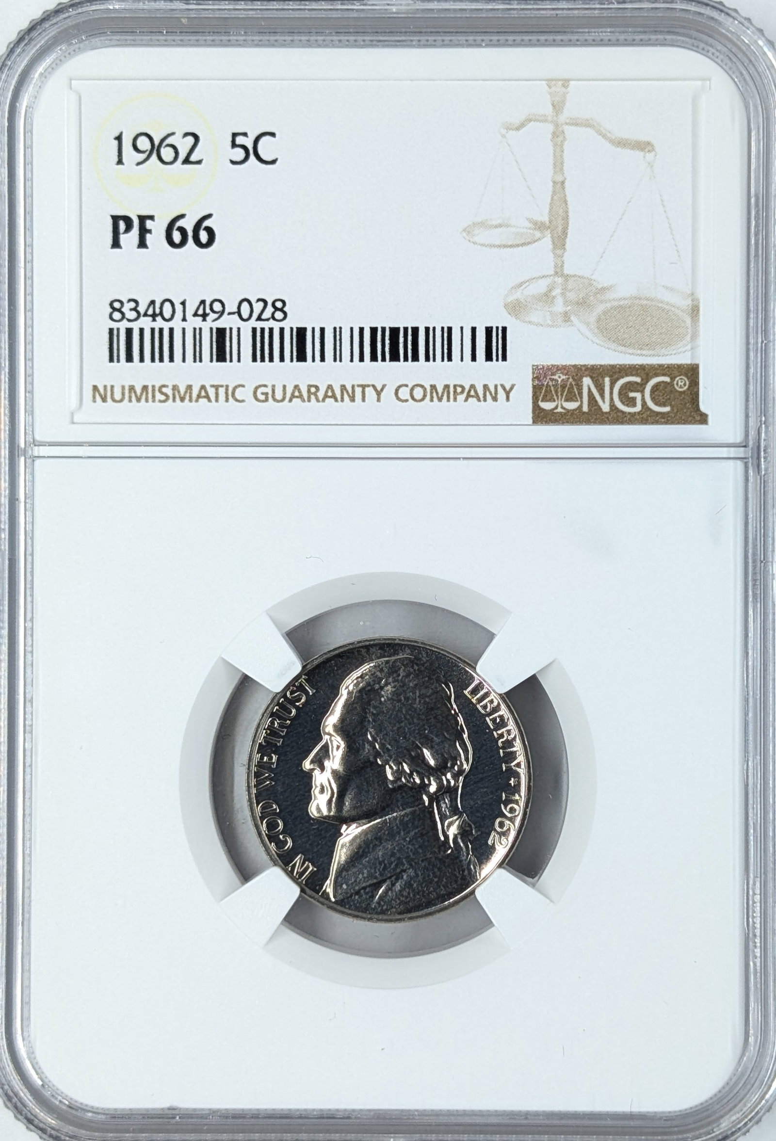 NGC 1962 PF66 Jefferson Nickel: Coin
