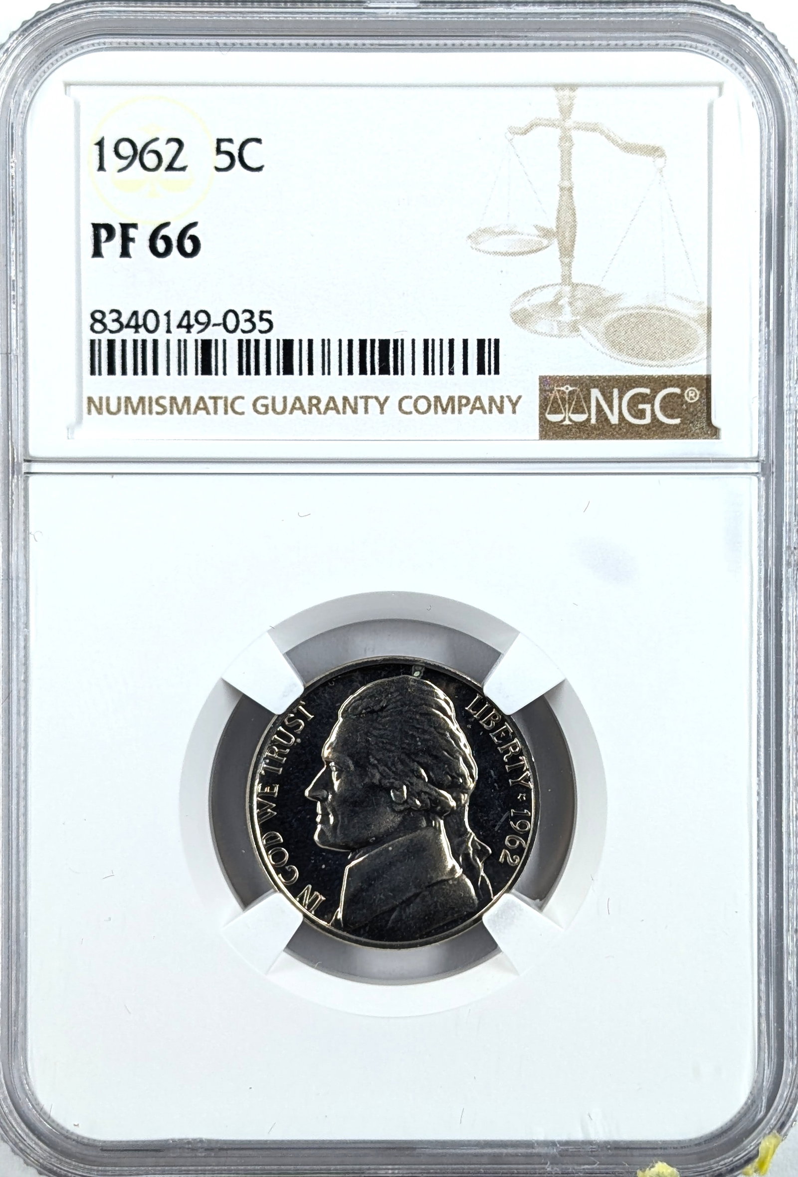 NGC 1962 PF66 Jefferson Nickel: Coin