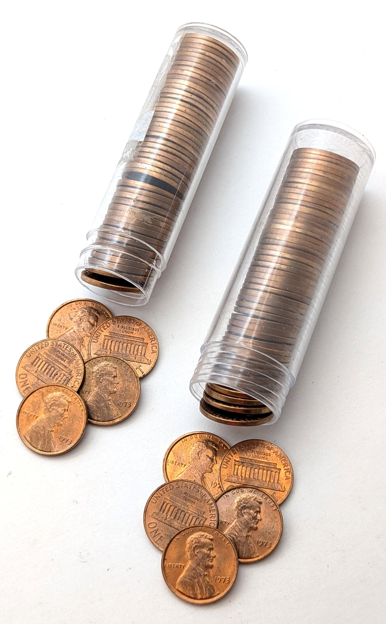 Lot of 2 Tubes of 50 Uncirculated 1973 Lincoln Cents: Coin