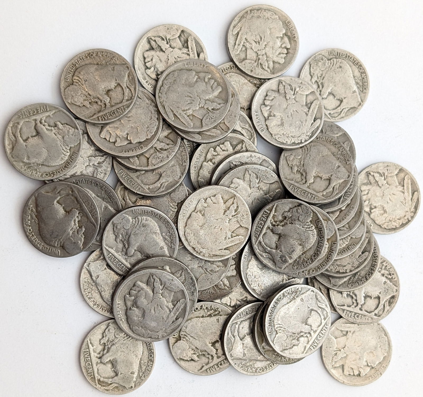 Large Lot of 50 Buffalo Head Nickels - Partial Dates (1 of 3)