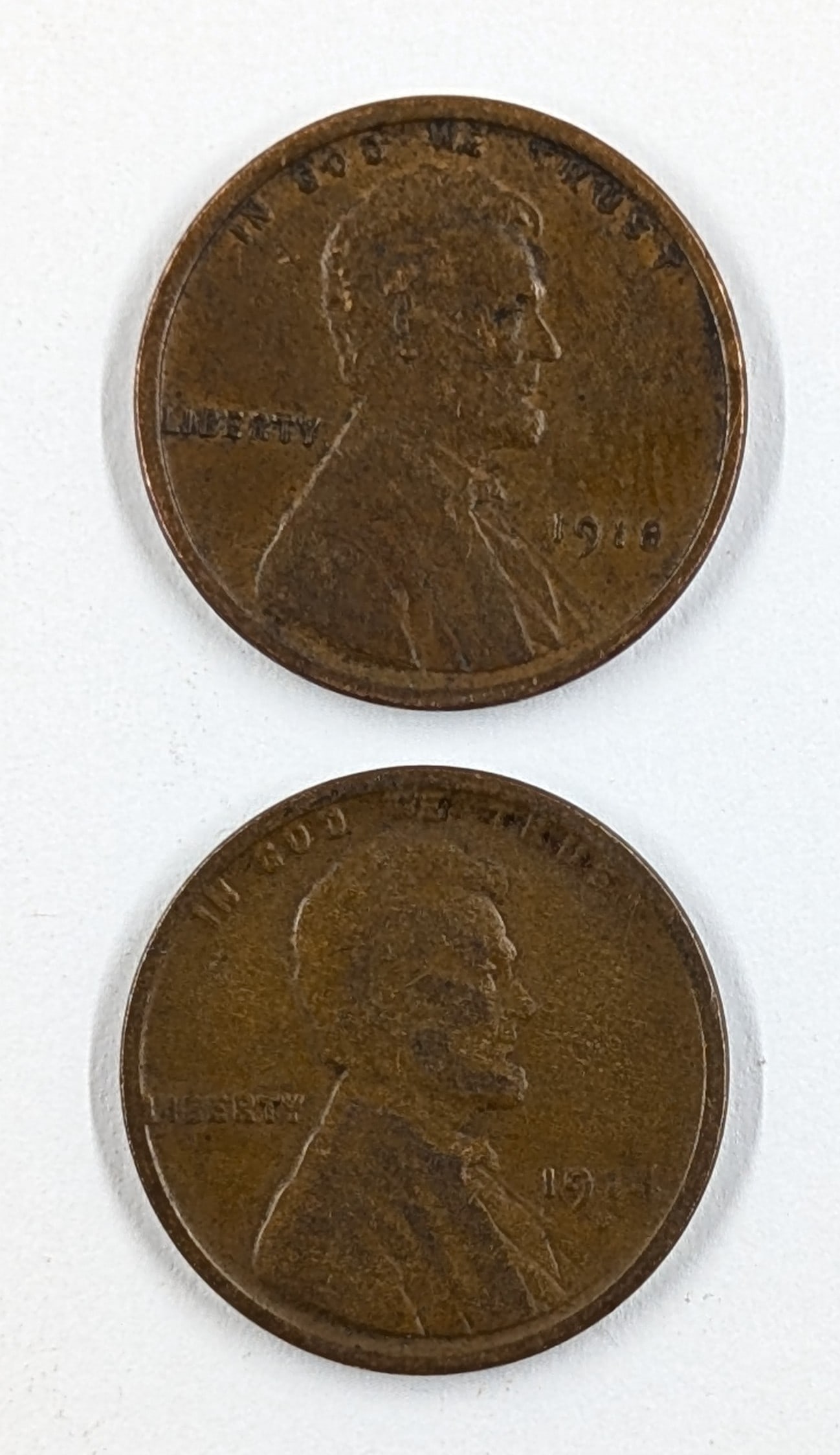 Lot of 2 Wheat Cents - 1918 P/D: Coin