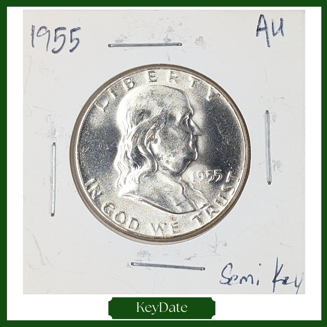 1955 Silver Franklin Half Dollar - AU, KEY DATE (1 of 3)